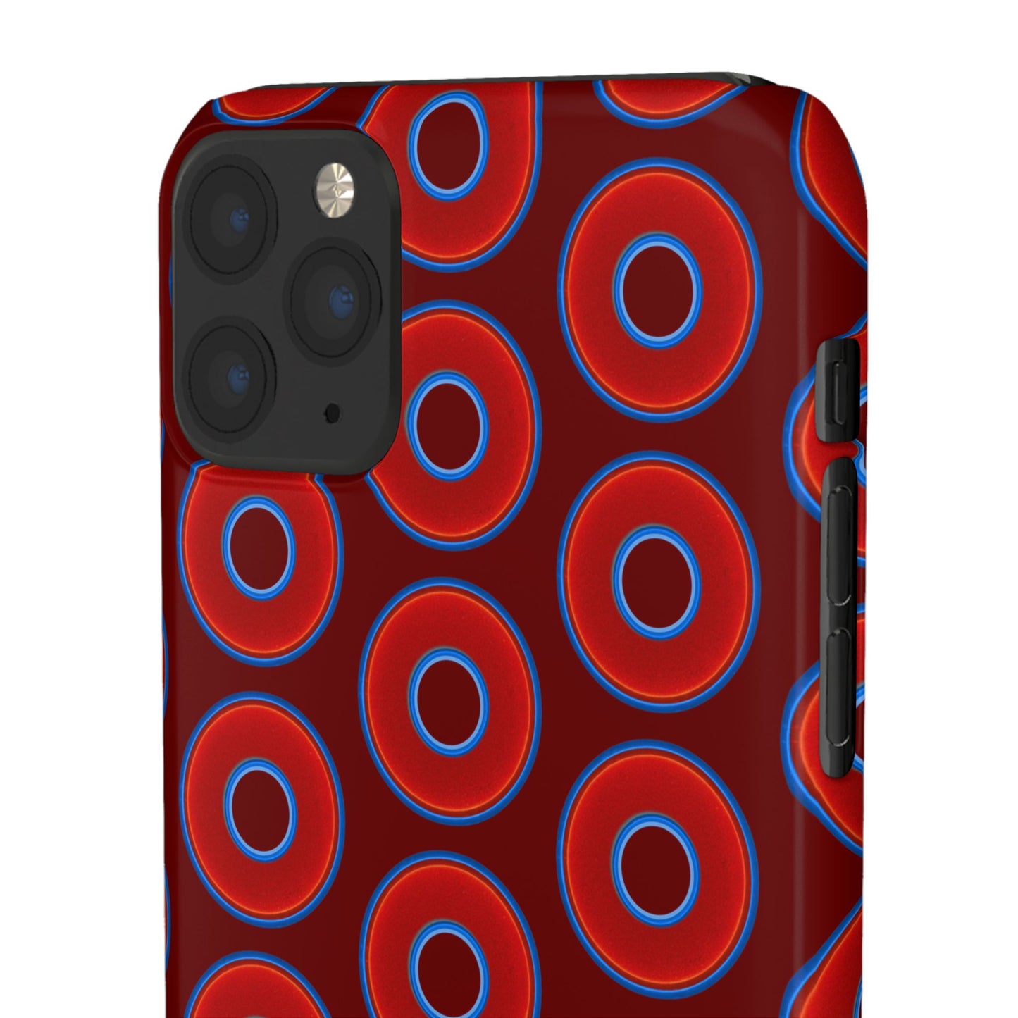 Lumpy Donut Snap Case - red vivid donut print w/dark red background