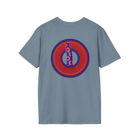 Classic Donut Tee - Unisex Soft-Style - "Sir Richard's Phamous Donut" - series 1.0  - variant 2 - red/blue paradox donut