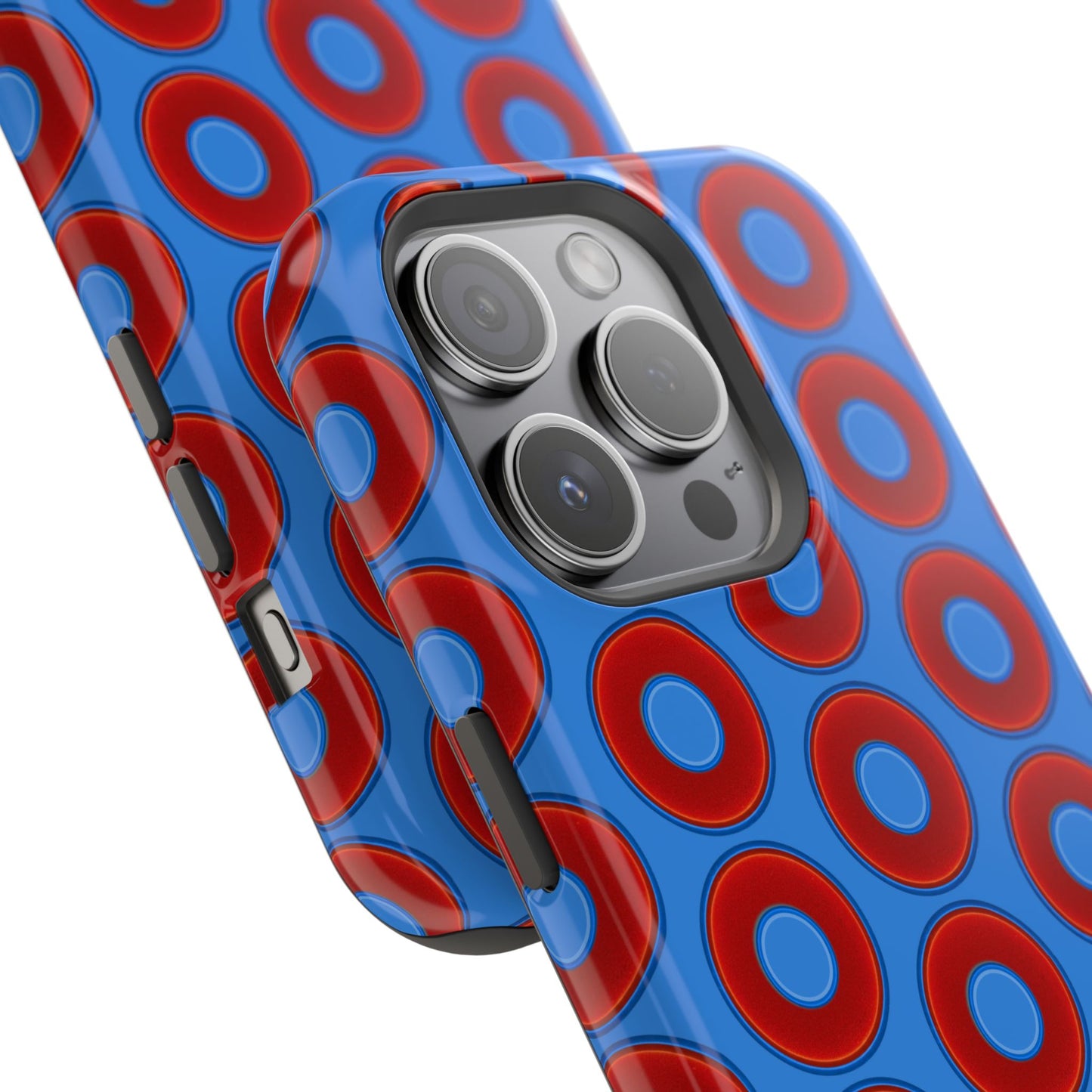 Magnetic Tough Donut Case - red vivid donut print w/light royal blue background