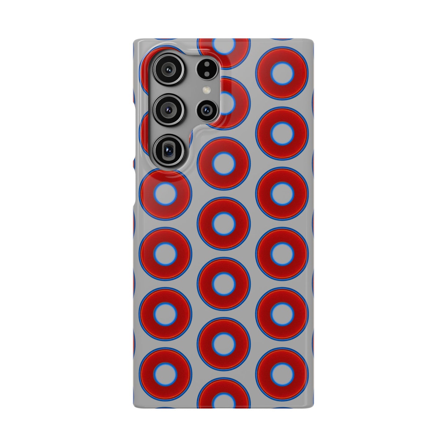 Lumpy Donut Snap Case - red vivid donut print w/light gray background
