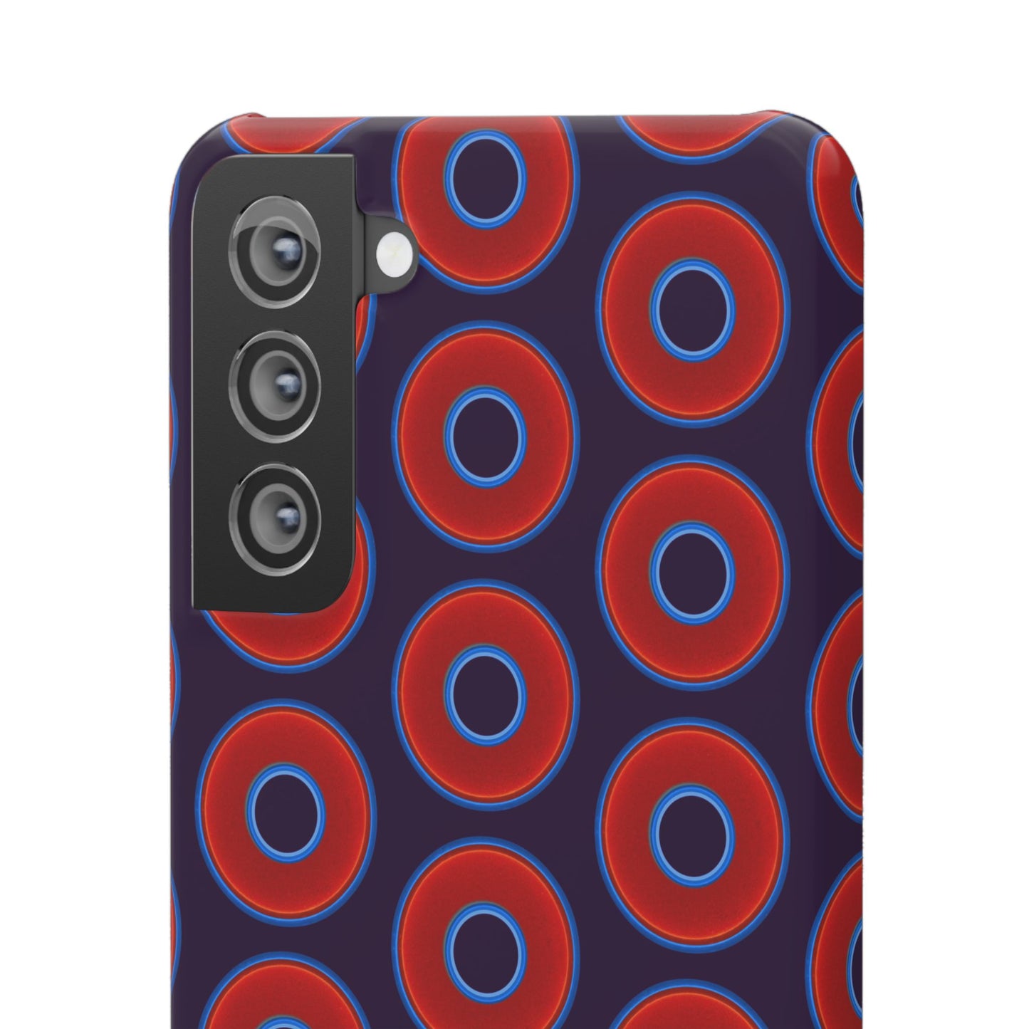 Lumpy Donut Snap Case - red vivid donut print w/midnight purple background