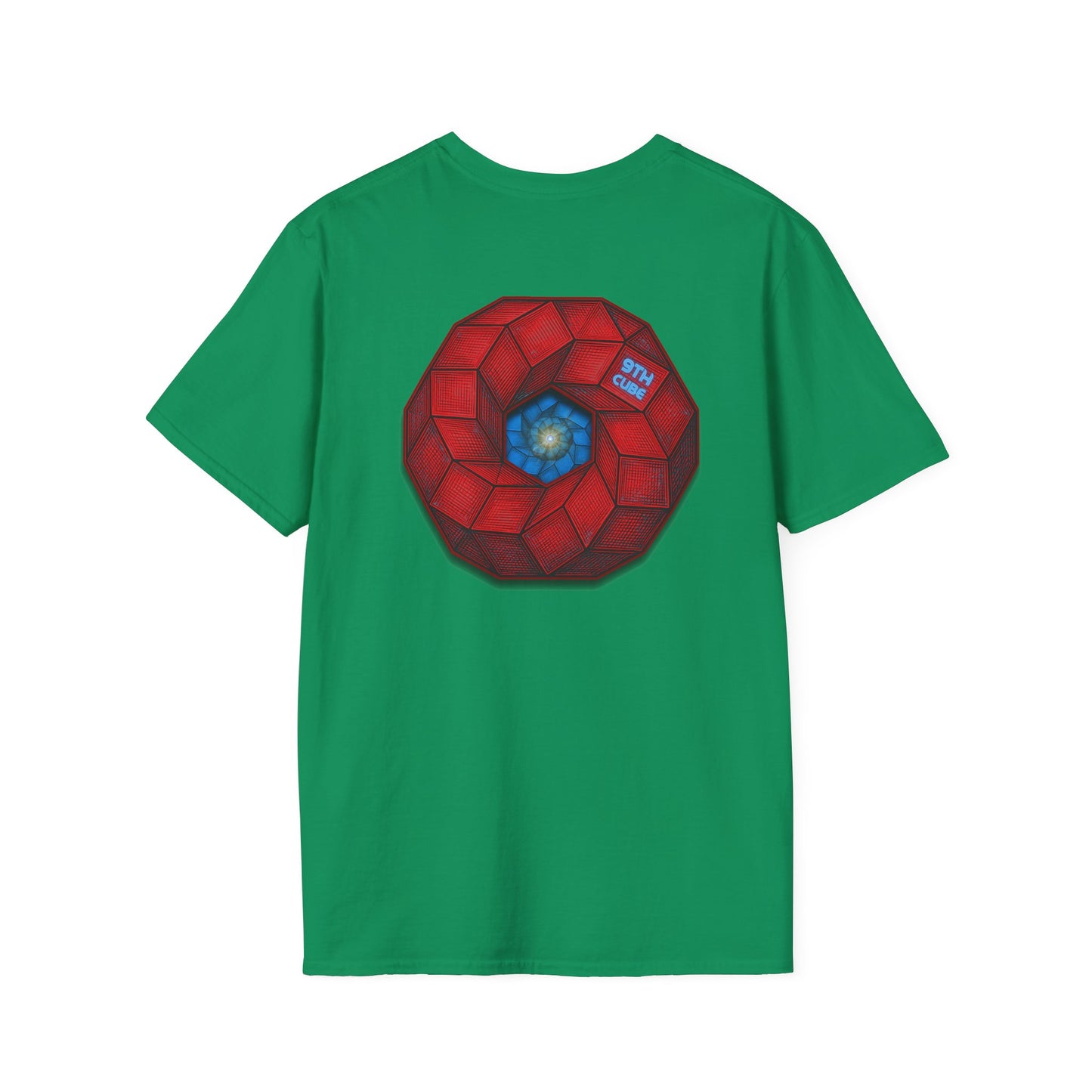 Classic Donut Tee - Unisex Soft-Style - "The 9th Donut" - rustic red/blue cubed donut - variant 2