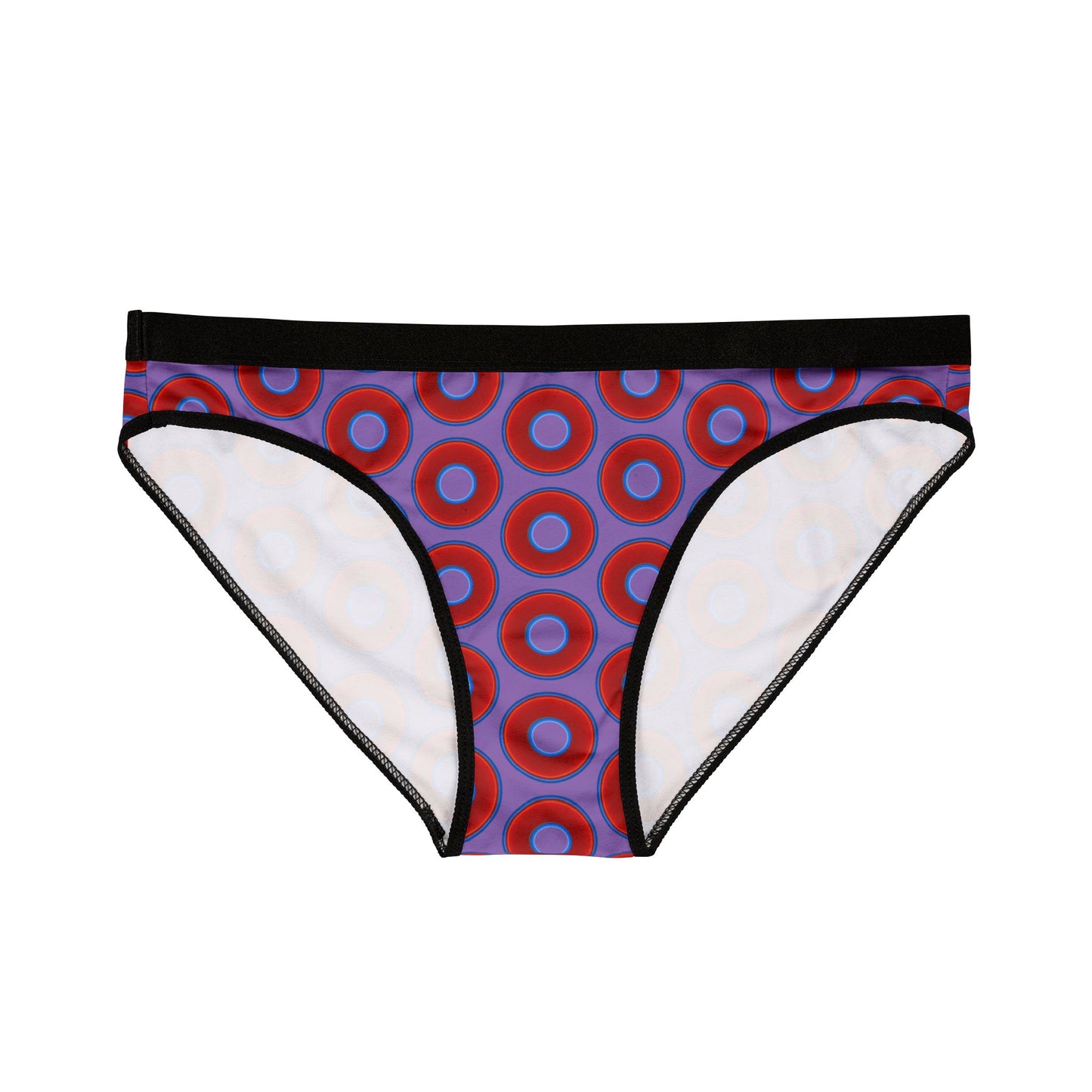 Lumpy Donut Underwear - vivid red donut print w/light purple background