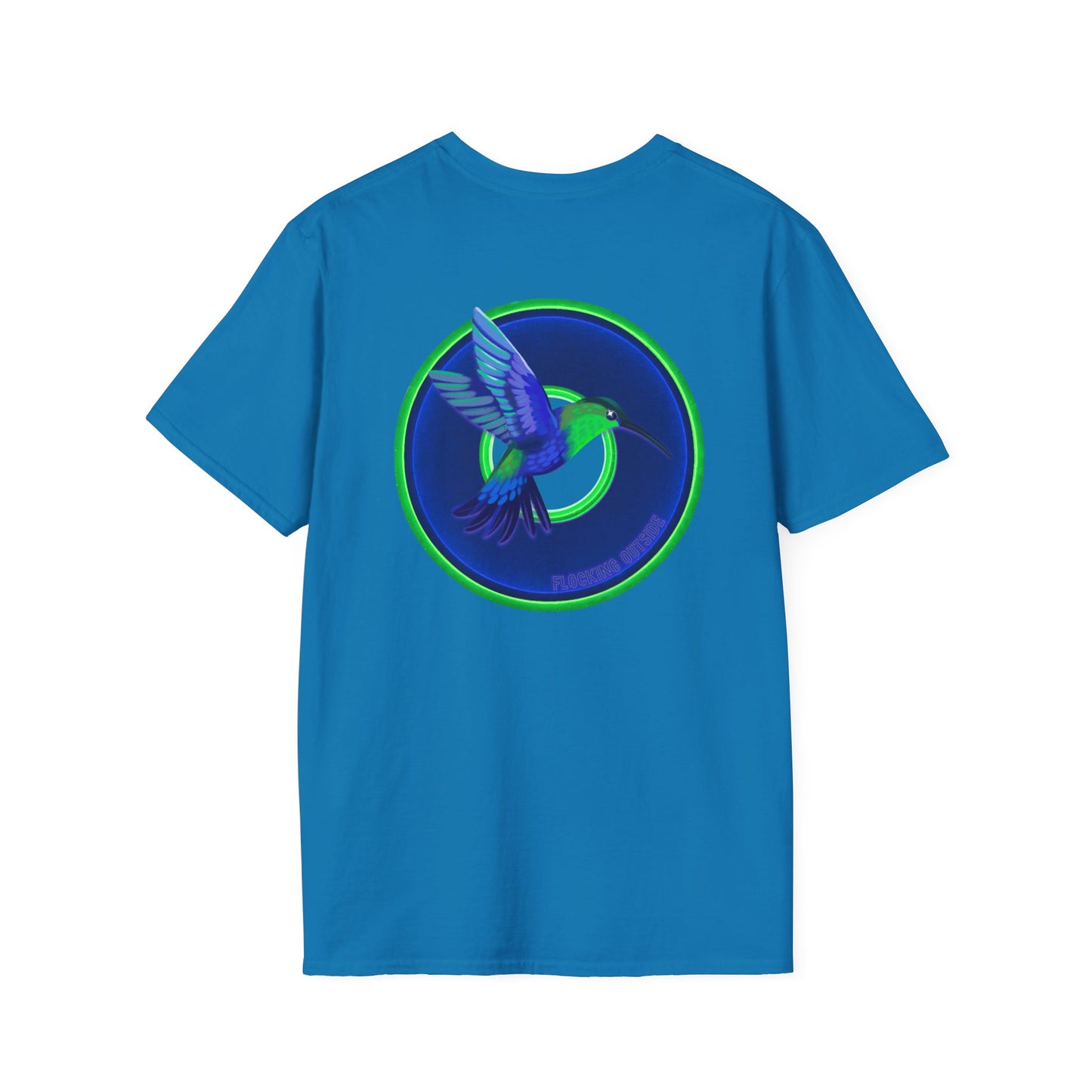 Classic Donut Tee - Unisex Soft-Style - "Invitation for Donuts & Tea" - vivid blue/green donut