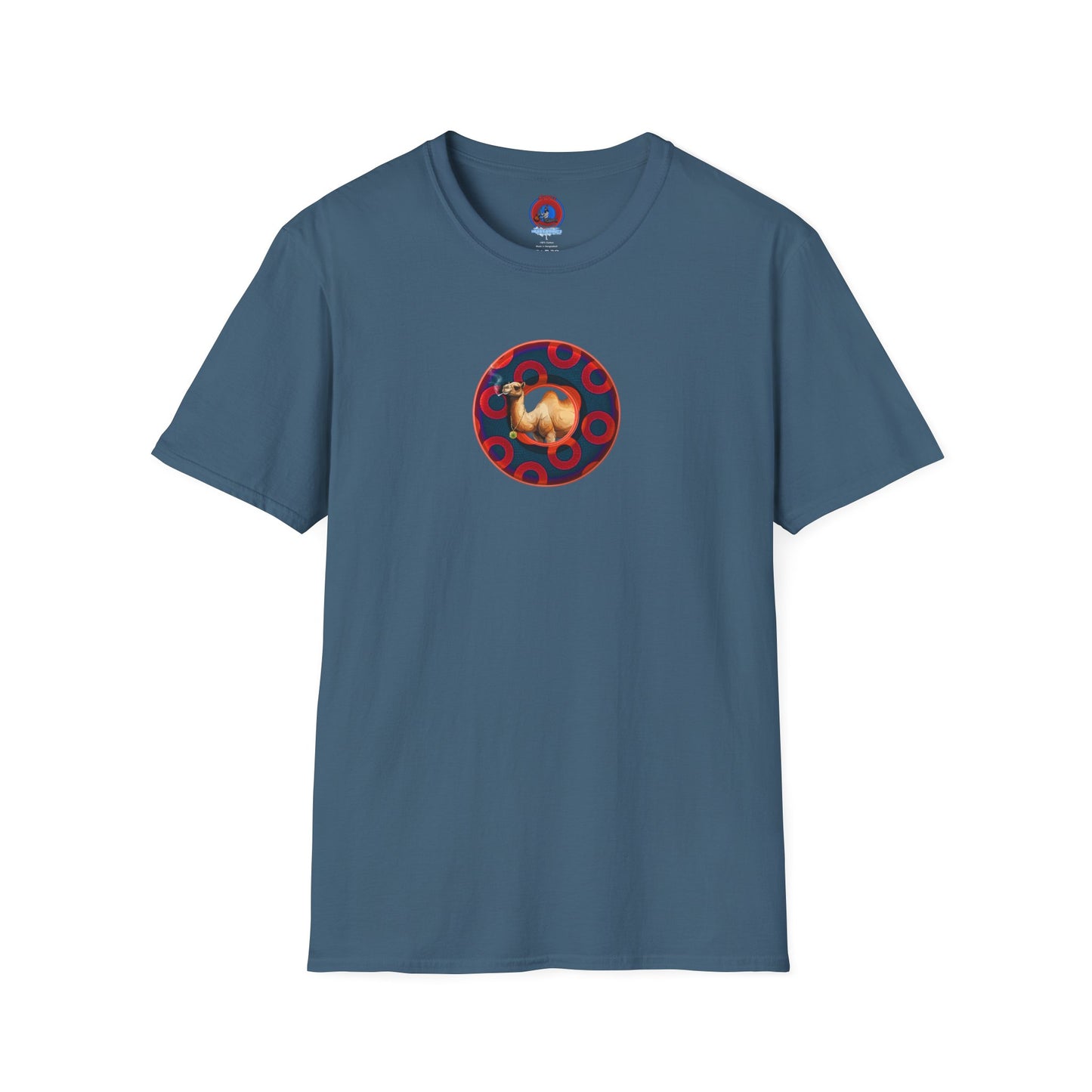 Classic Donut Tee - Unisex Soft-Style - "Joe Camel's Super Cool Donut" - rustic paradox donut - dark navy/red donuts