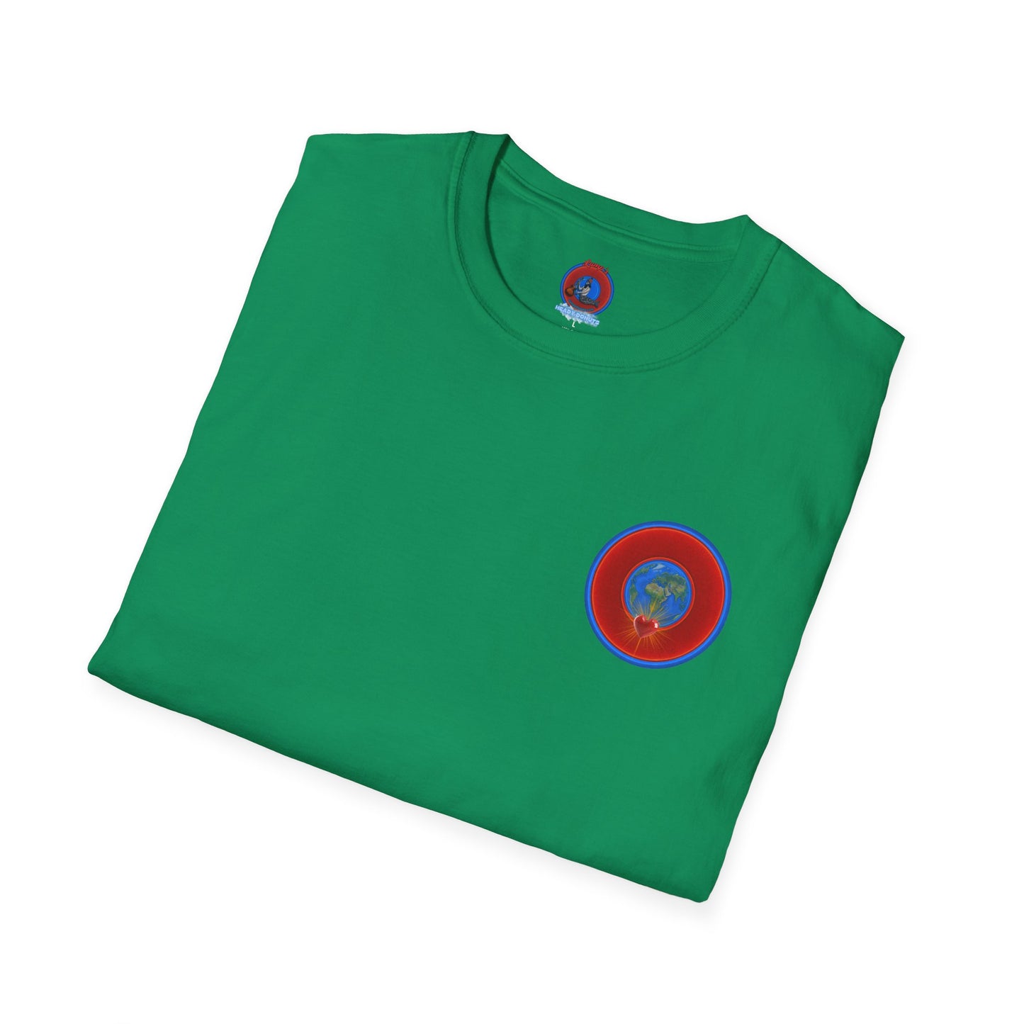 Classic Donut Tee - Unisex Soft-Style - "Soul Donut - We Keep on Rollin' Dough" - vivid red planetary donut - variant 2 [*charitable print - 50% of profit to The Nature Conservatory]