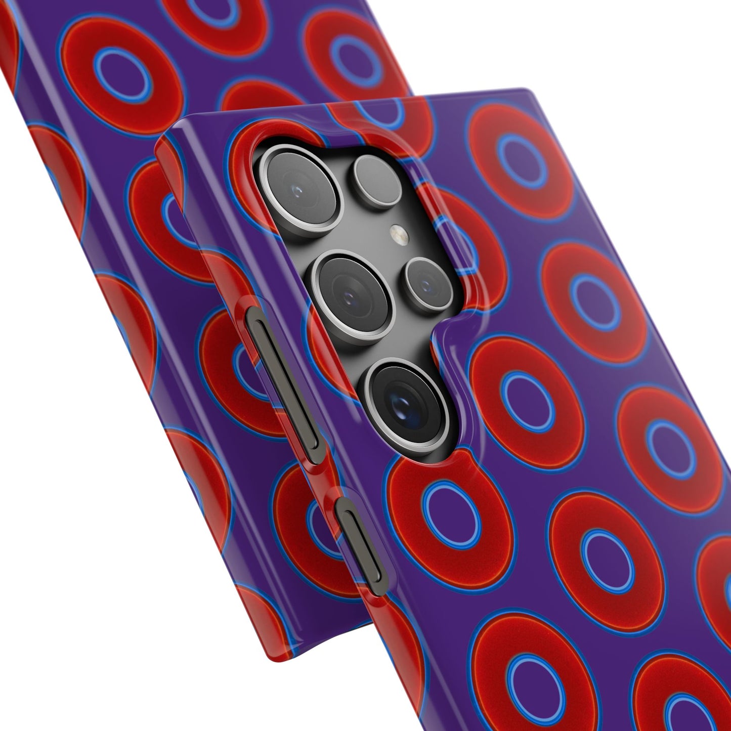 Lumpy Donut Snap Case - red vivid donut print w/dark purple background