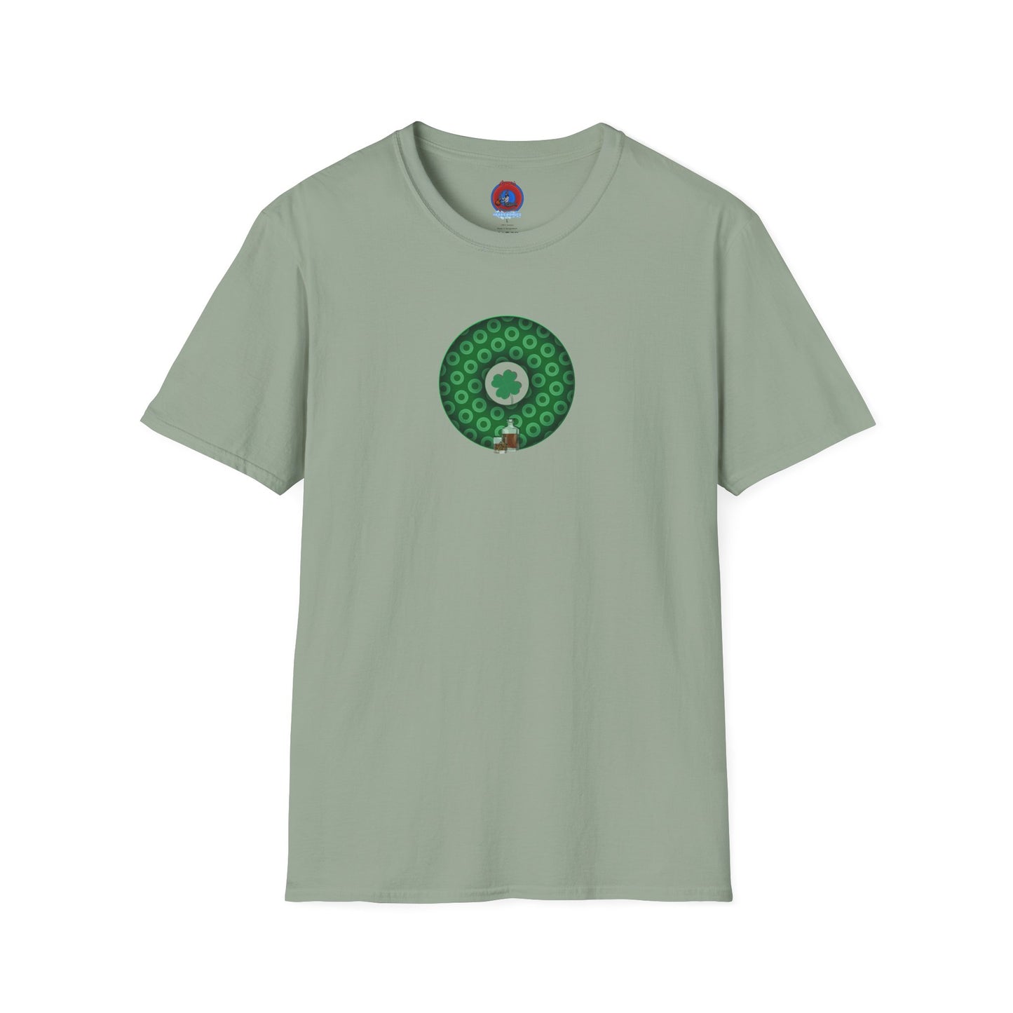 Classic Donut Tee - Unisex Soft-Style - "Patron Saint of Donuts" - St. Patrick's Day Donut - w/whiskey - holiday edition - variant 2