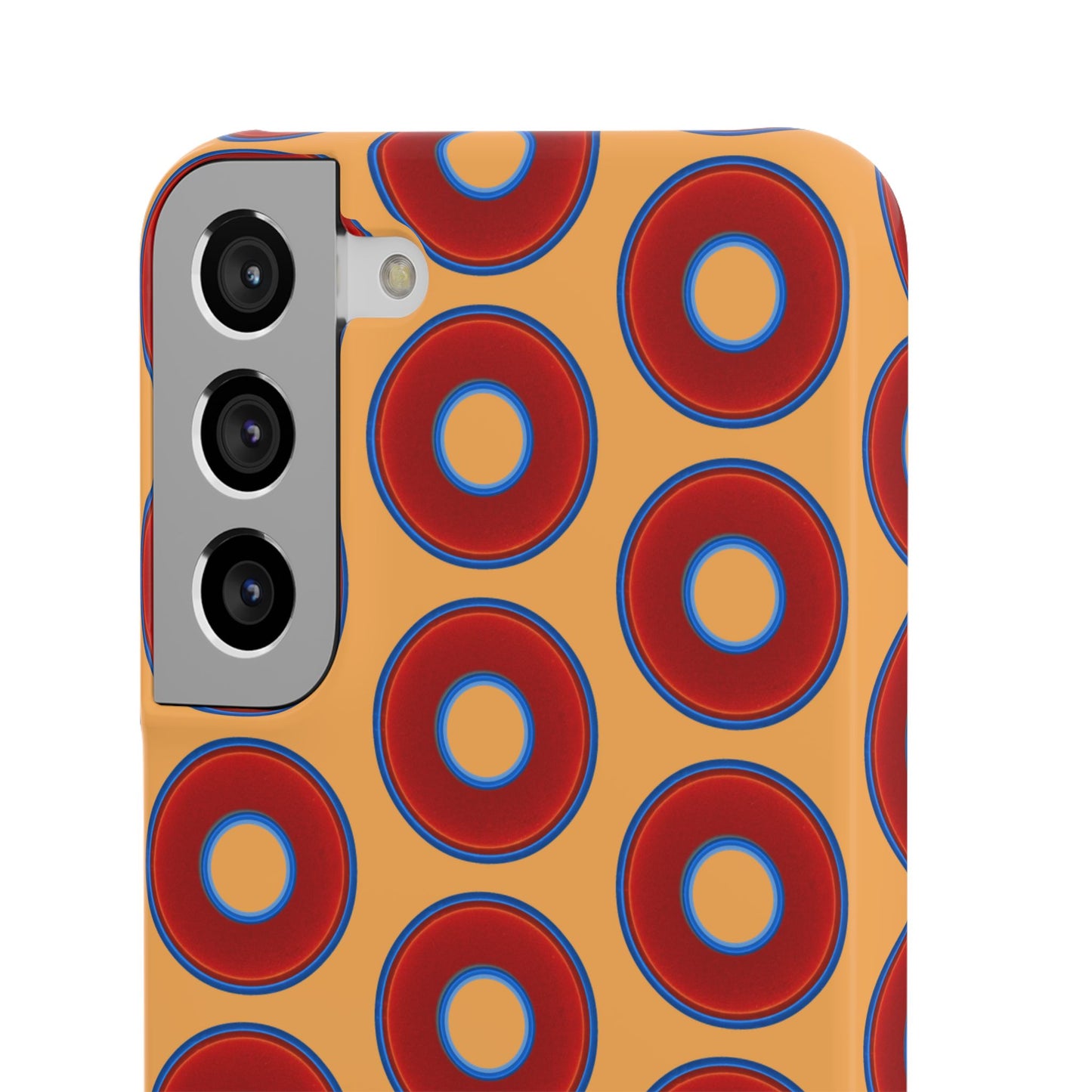 Lumpy Donut Snap Case - red vivid donut print w/creamcicle orange background