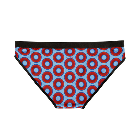 Lumpy Donut Underwear - vivid red donut print w/sky blue background