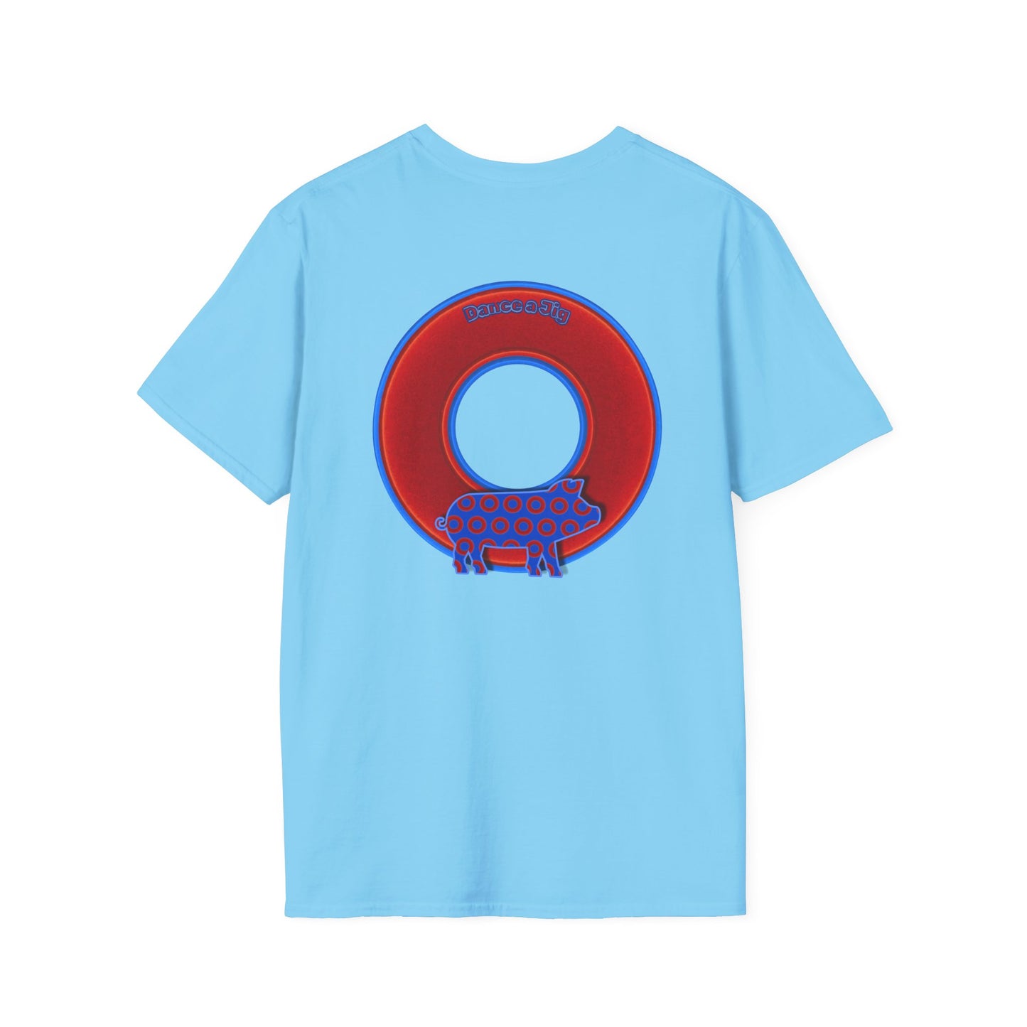 Classic Donut Tee - Unisex Soft-Style - "Guyute's Ugly Donut" - vivid red/blue donut - variant 1