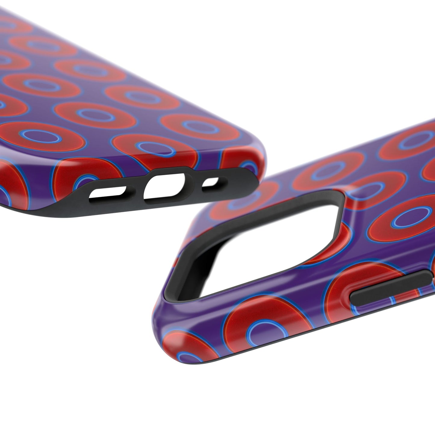 Impact-Resistant Lumpy Donut Case - red vivid donut print w/dark purple background
