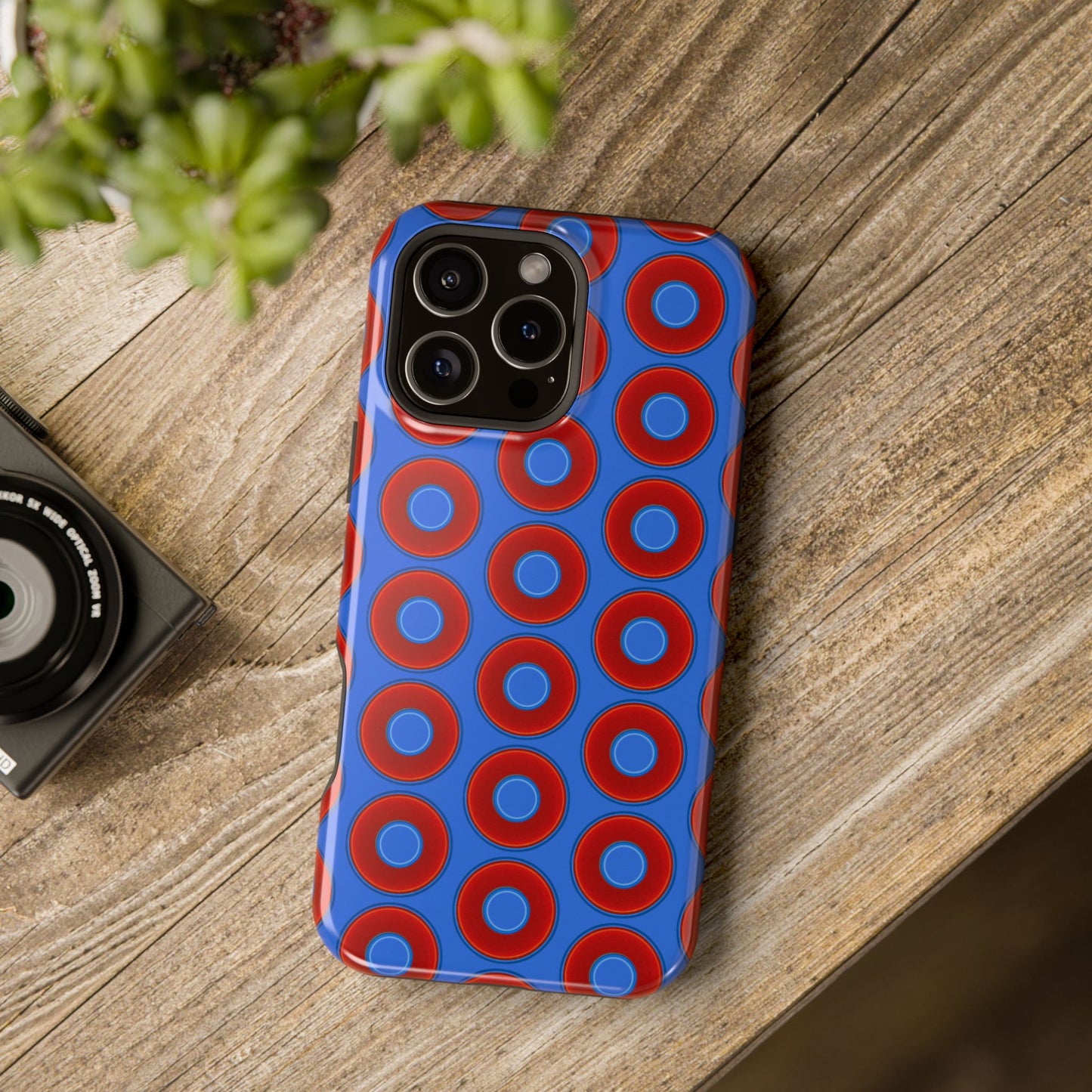 Magnetic Tough Donut Case - red vivid donut print w/medium royal blue background