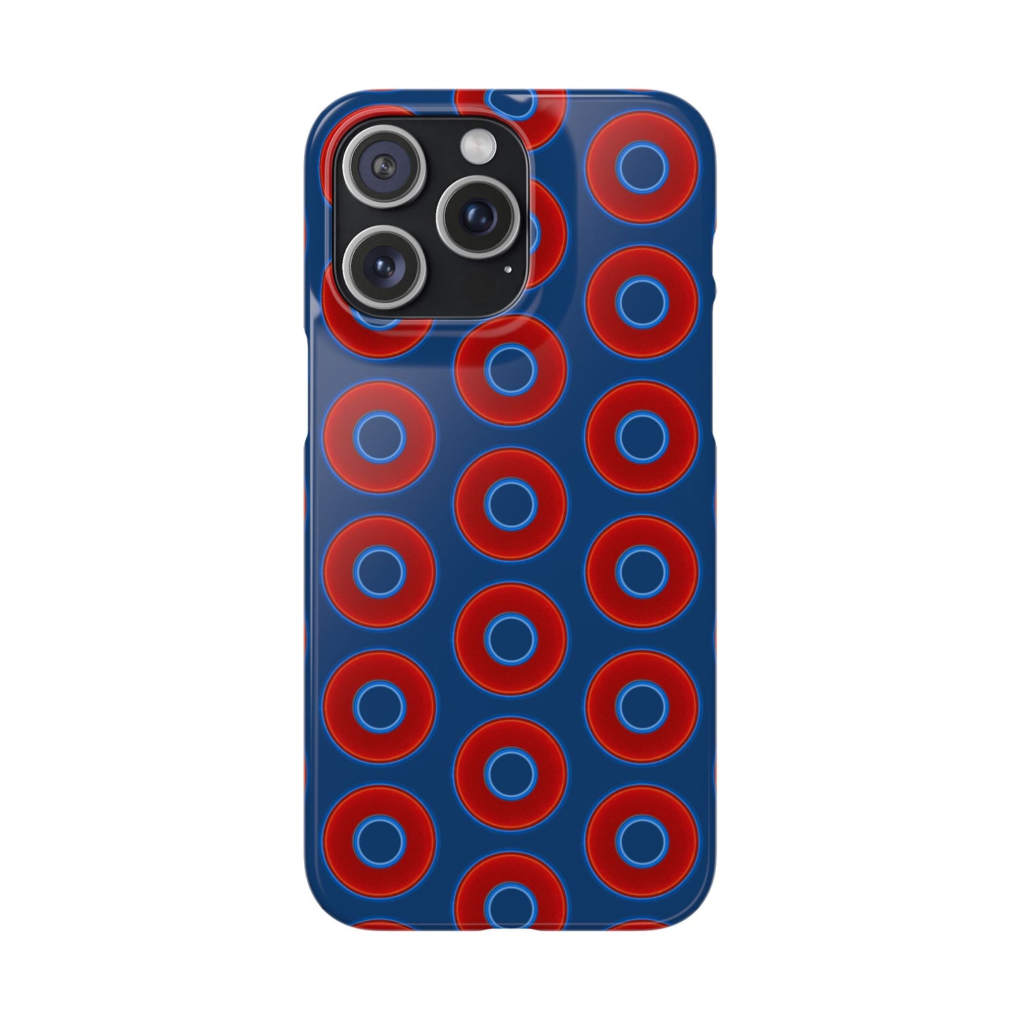 Lumpy Donut Snap Case - red vivid donut print w/Atlantic navy blue background