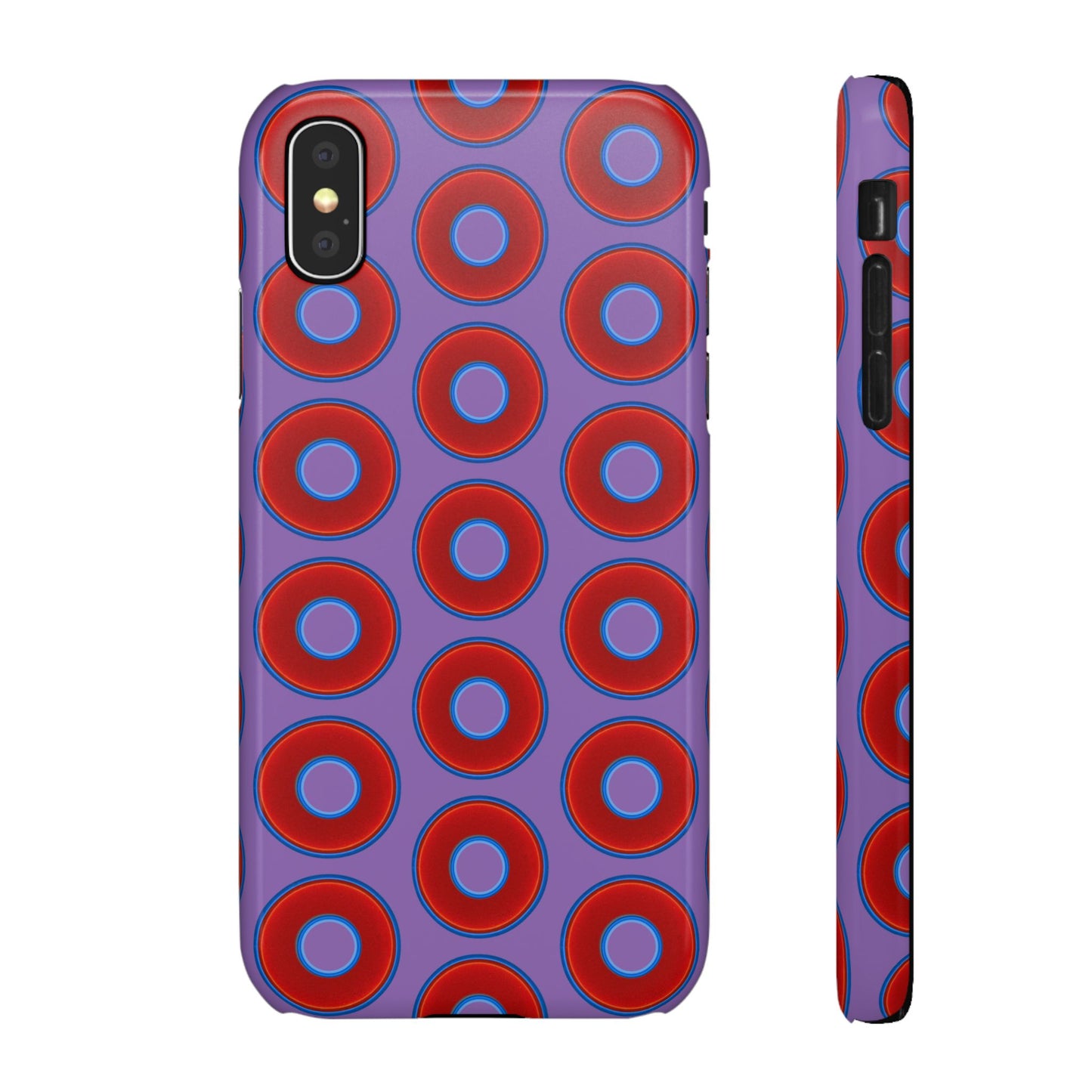 Lumpy Donut Snap Case - red vivid donut print w/light purple background