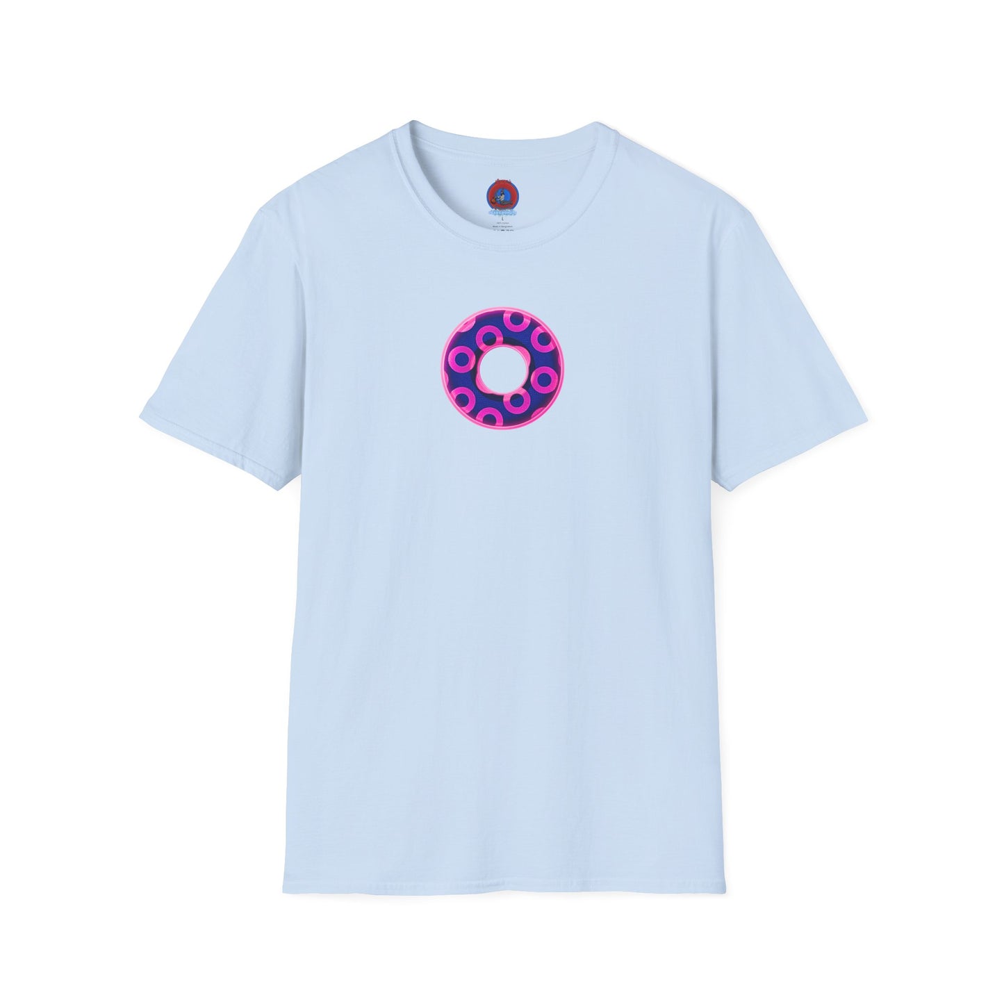 Plain Donuts/Unisex Soft-Style - "Plain Rustic Paradoxical Donuts" - hot pink/dark blue donuts