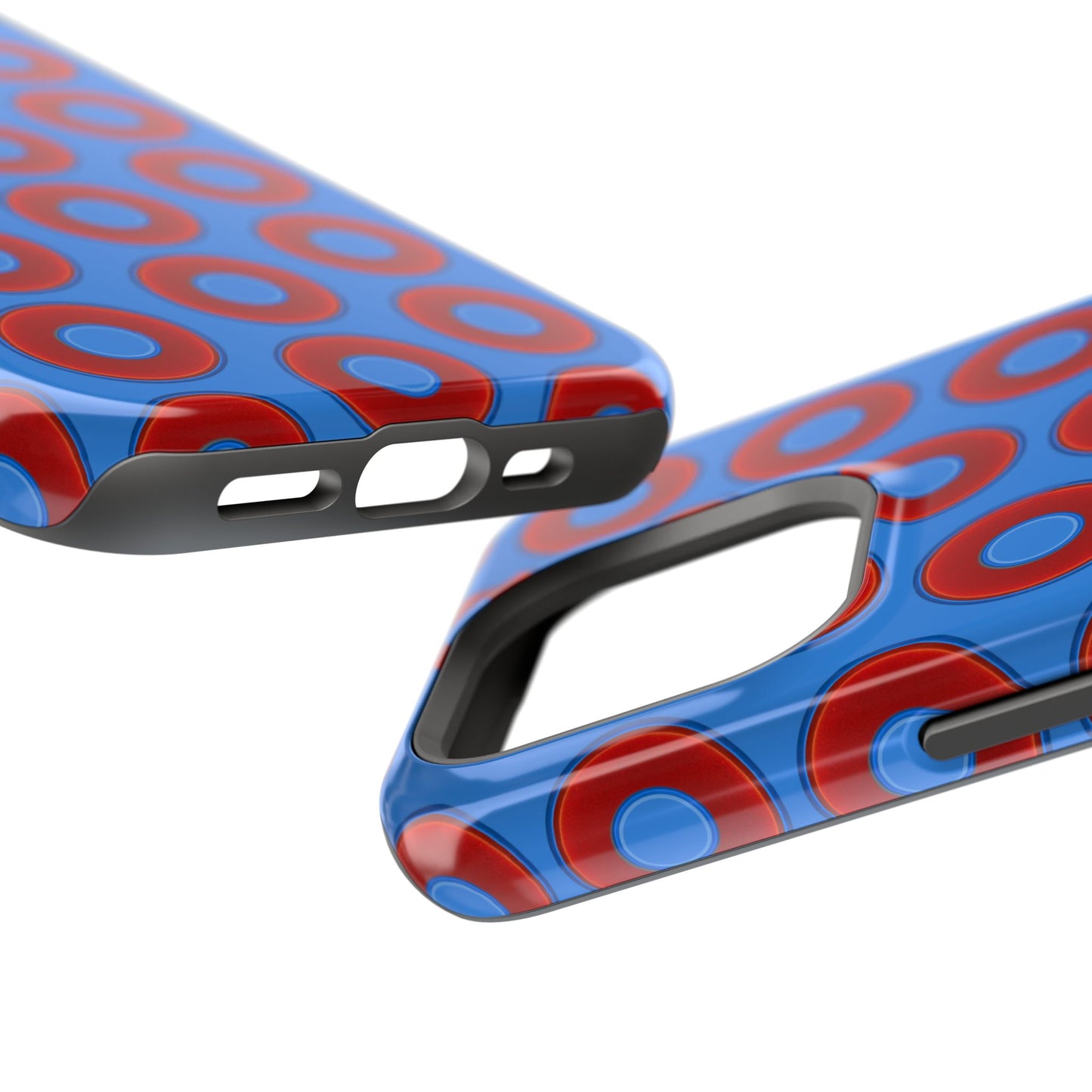 Impact-Resistant Lumpy Donut Case - red vivid donut print w/light royal blue background