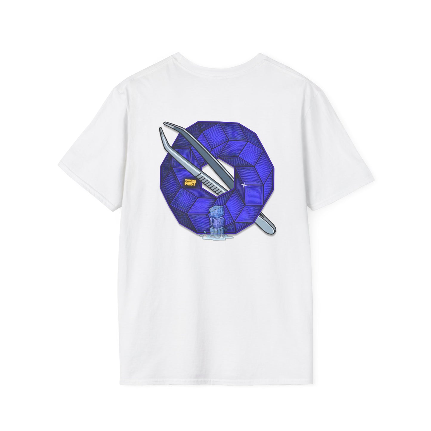 Classic Donut Tee - Unisex Soft-Style - "The Teasing Festivus Donut" - blue rustic cubed donut