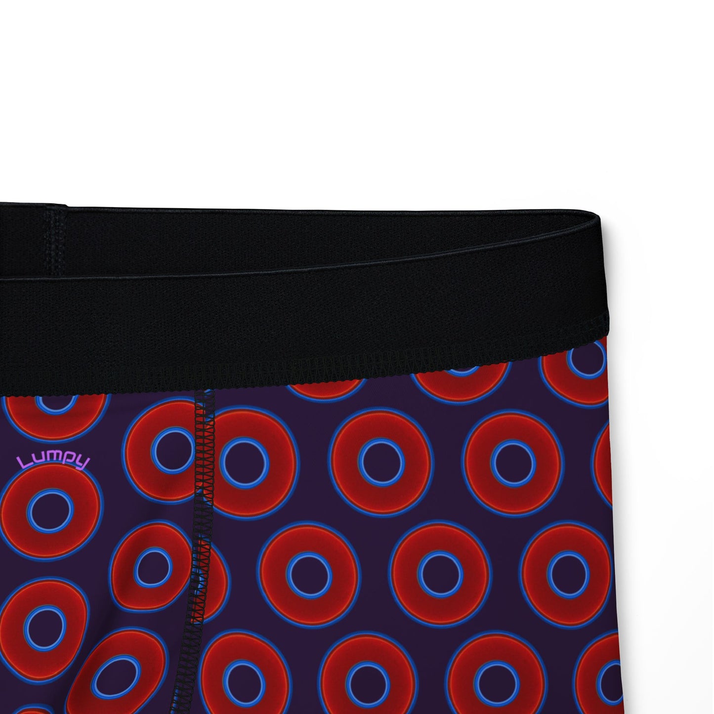 Men's Donut Boxers - red vivid donuts w/midnight purple background