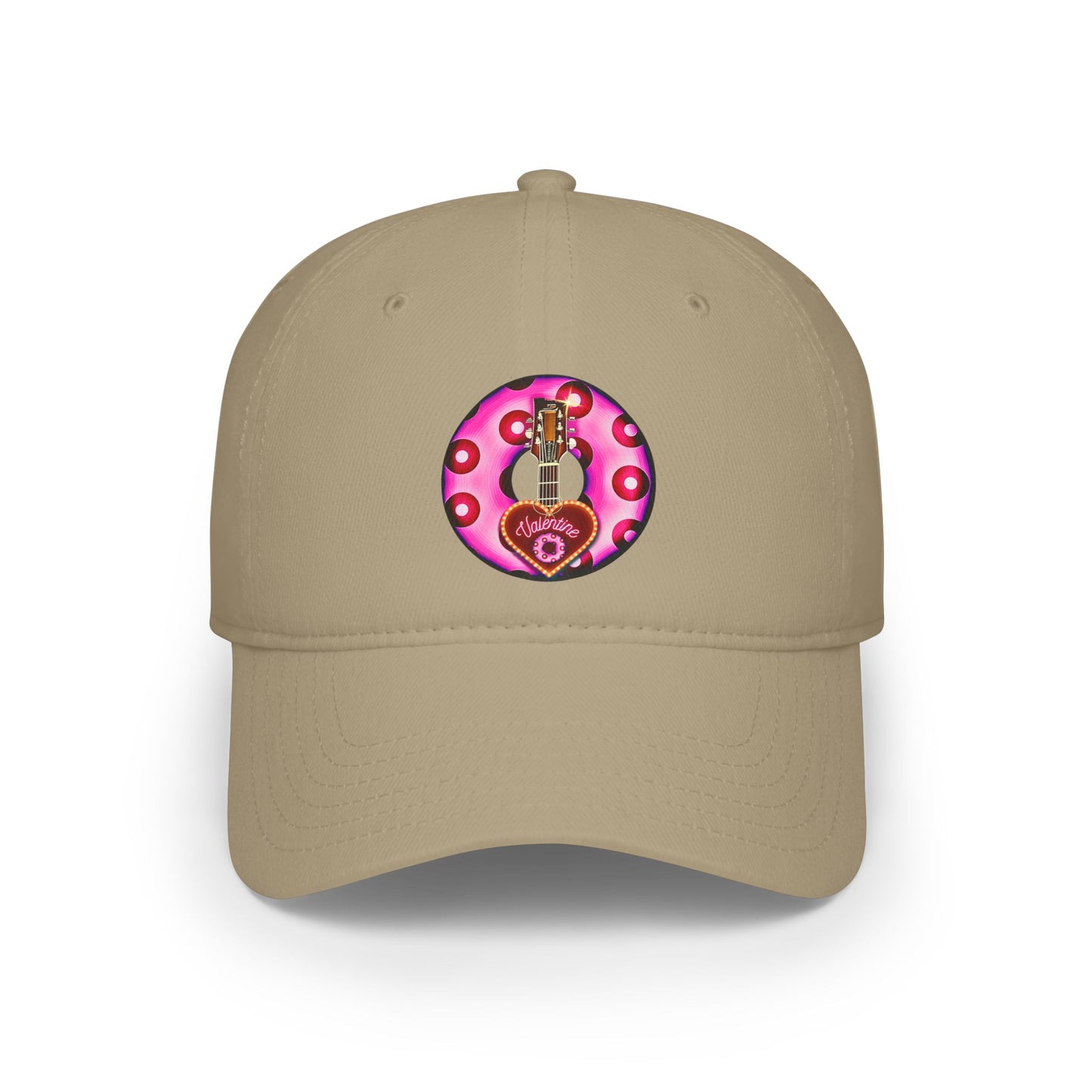 Lumpy Donut Baseball Cap - "Would You Be My Donut?" - paradoxical bright magenta/red blimpy donut w/ - variant 2