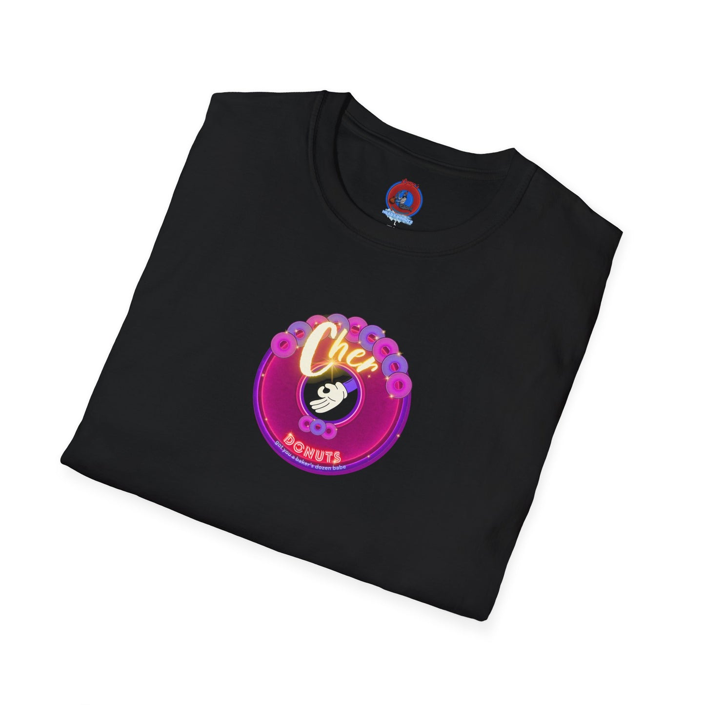 Classic Donut Tee - Unisex Soft-Style - "Chering is Caring Donut' - vivid magenta/purple donut
