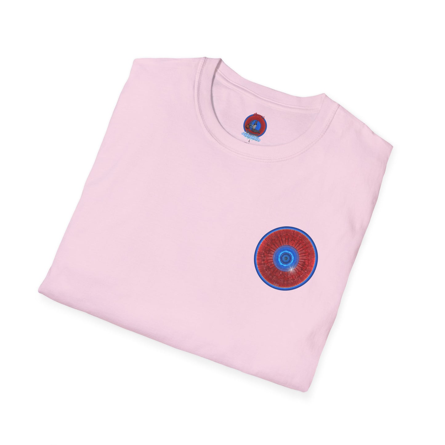 Classic Donut Tee - Unisex Soft-Style - "Graphic Translation Tee Shirt" - vivid red/blue tube donut - variant 1