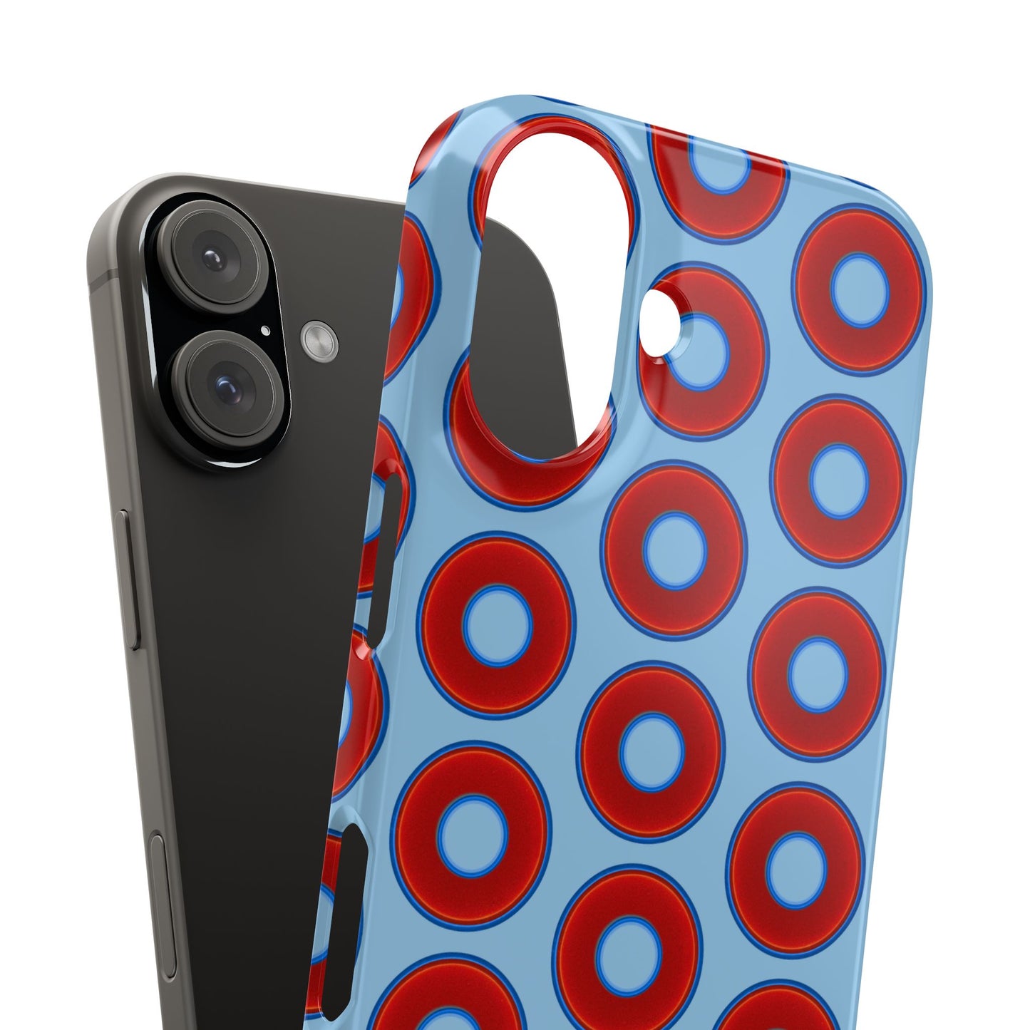 Lumpy Donut Snap Case - red vivid donut print w/sky blue background