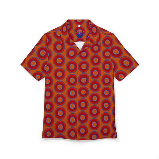 Wilson's 'Epic Hawaiian-Punch' Shirt - vivid red donut print w/dark orange background [unisex]