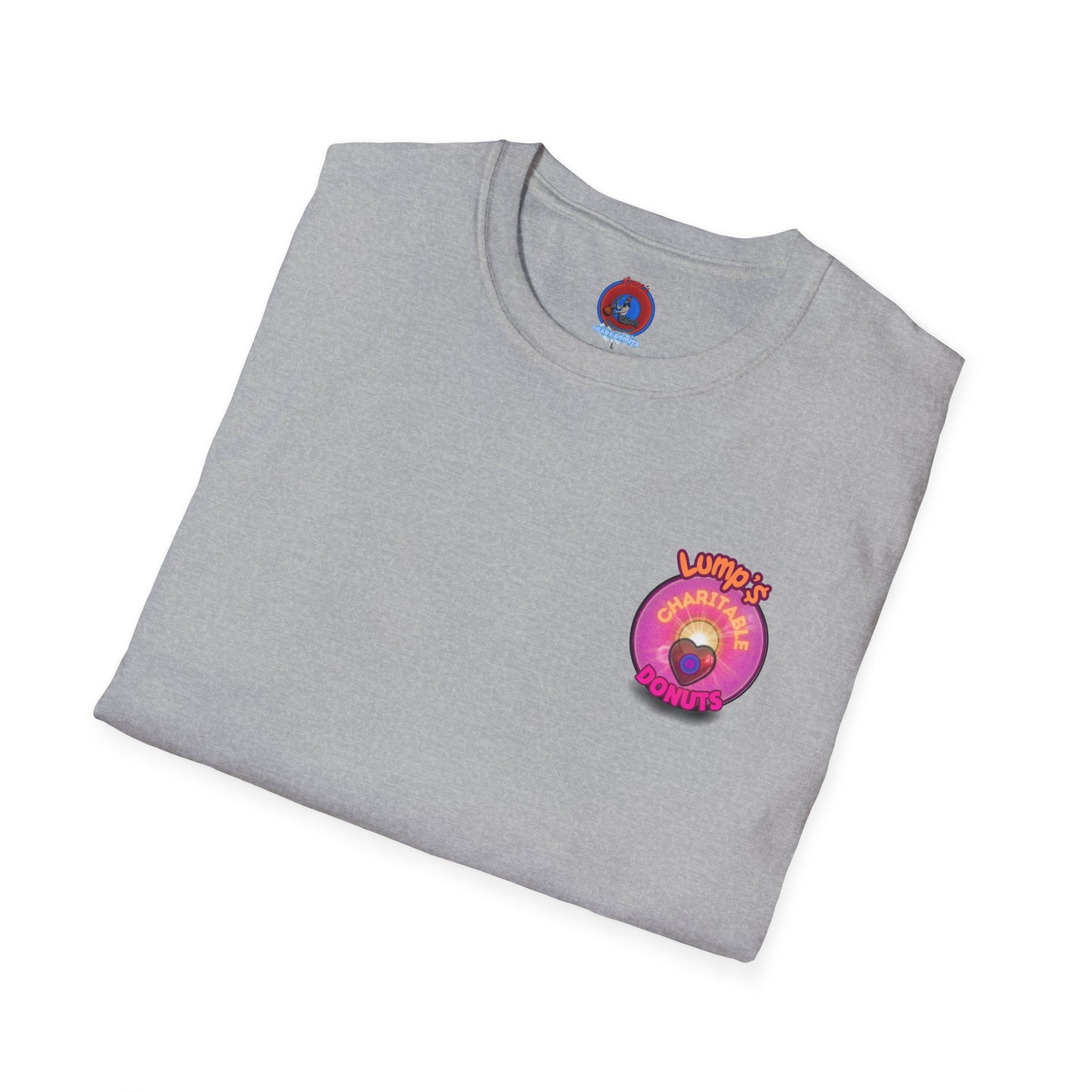 Classic Donut Tee - Unisex Soft-Style - "Lump's Official Charitable Donut" - series 1.0  - magenta donut [*100 to general charity fund]