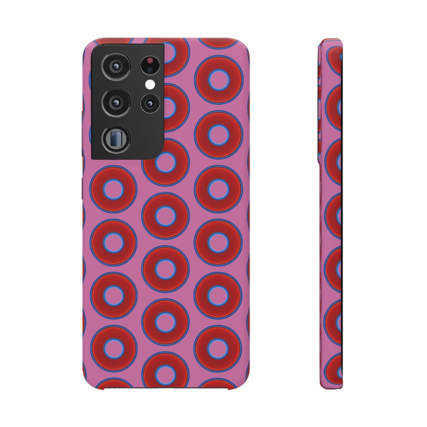 Lumpy Donut Snap Case - red vivid donut print w/light pink background