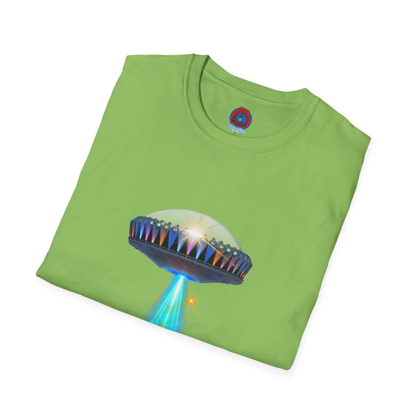 Classic Donut Tee - Unisex Soft-Style - "Donuts now Served on the Mothership" - series 1.0  - variant 6  - tractor-beamed donut