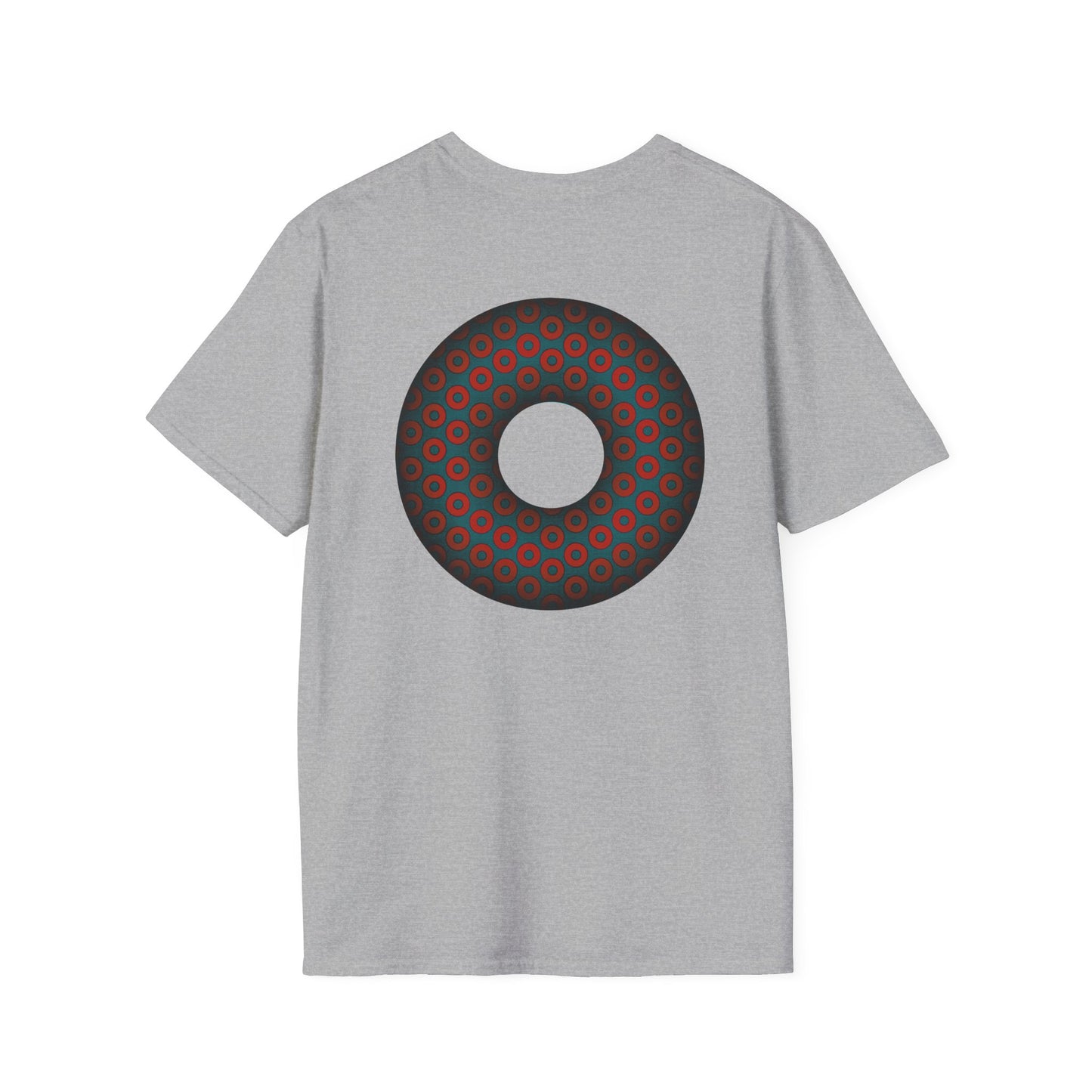 Plain Donuts/Unisex Soft-Style - "Plain Paradoxical Grided Donuts" - red/faded navy donuts
