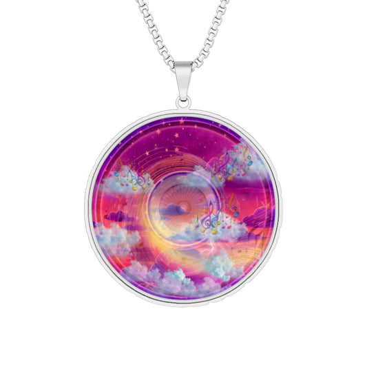 Lump's Heady Donut Necklace - 1" x 1" Stainless Steel Pendant - "Comfy Pillow Donut Pendant" -vivid magenta cartoon donut