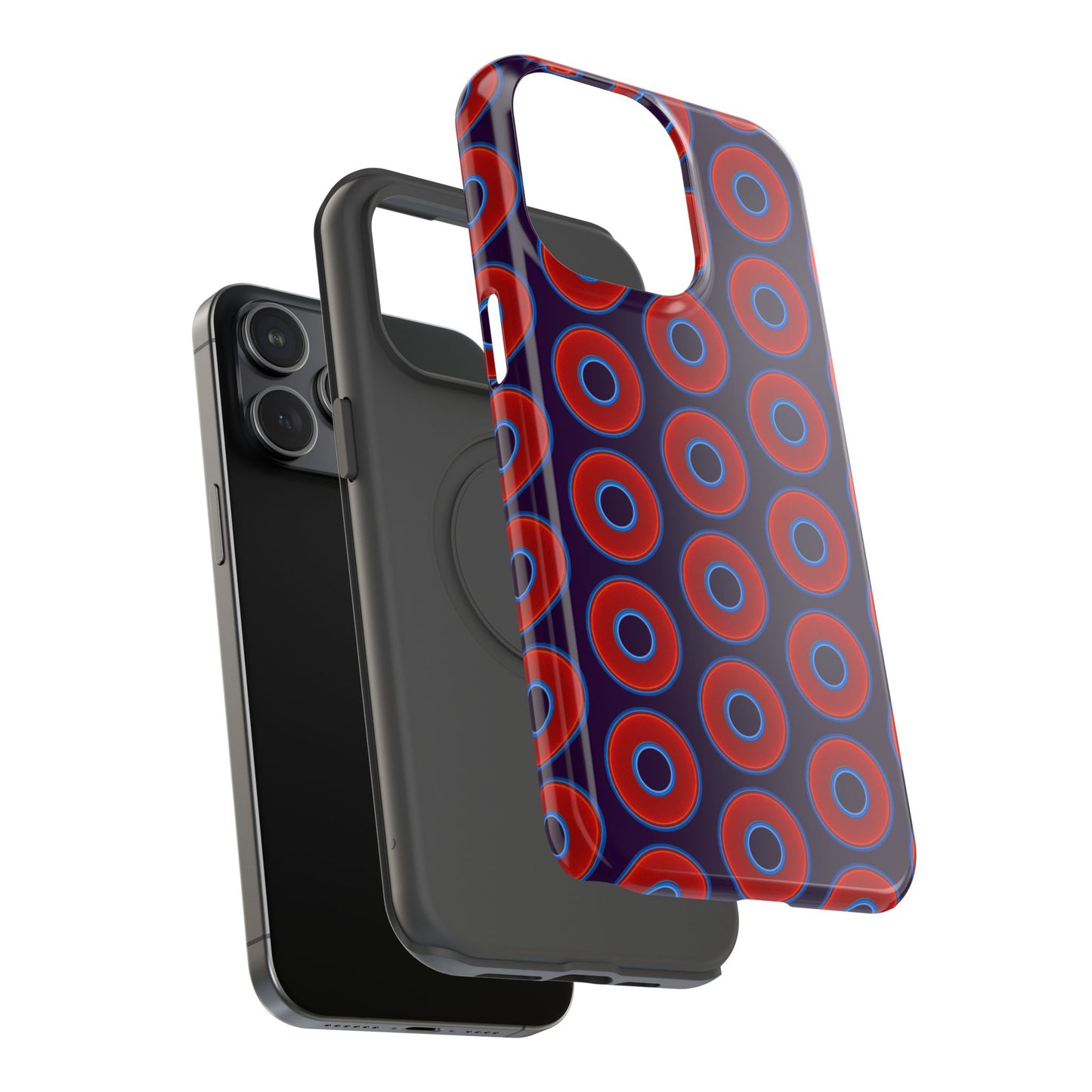 Impact-Resistant Lumpy Donut Case - red vivid donut print w/midnight purple background
