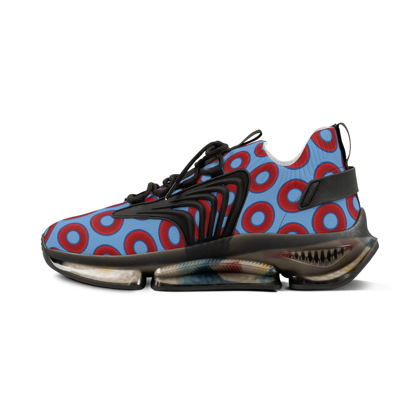 Donut Kicks - red vivid donut print w/light blue background