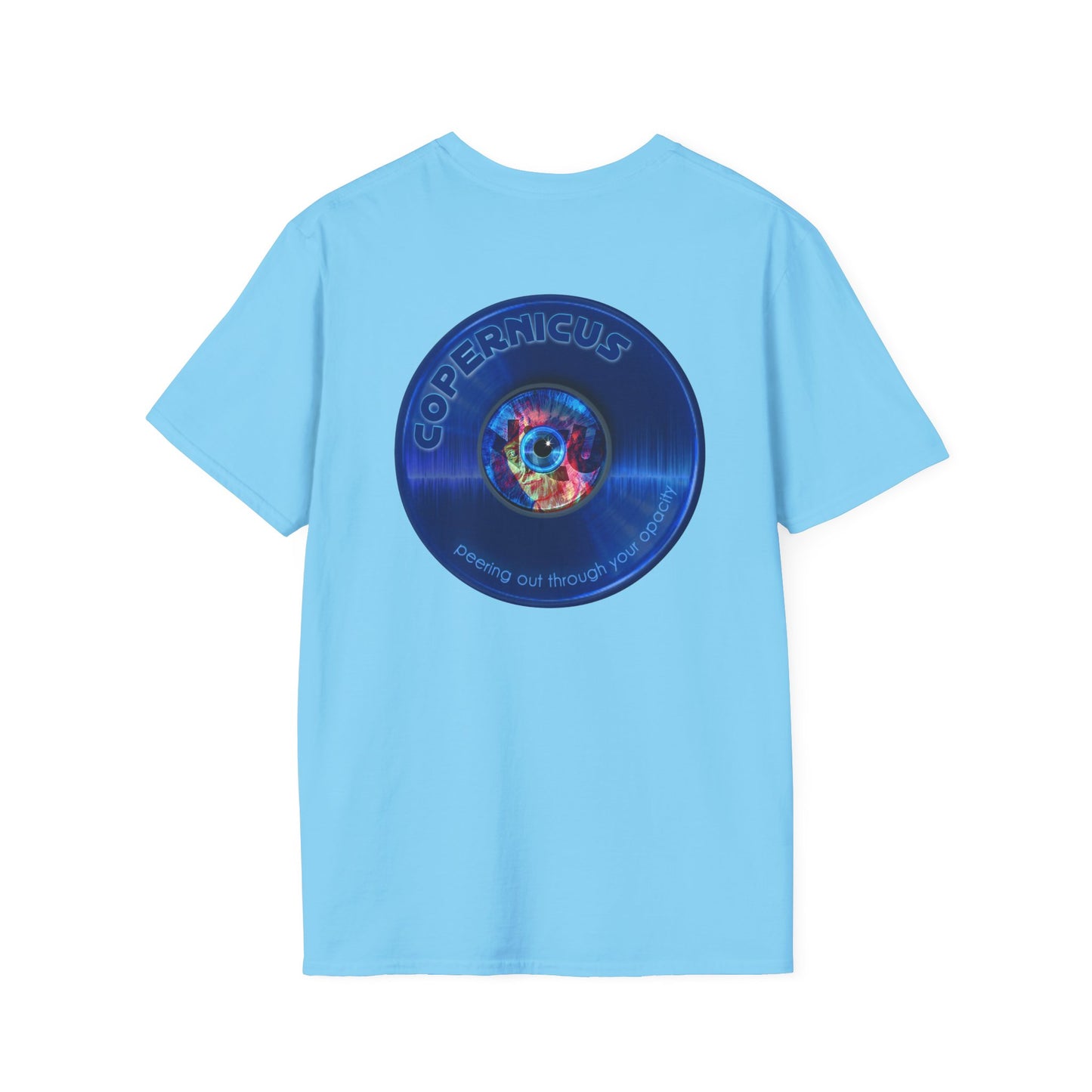 Classic Donut Tee - Unisex Soft-Style - "Drunken Copernicus" - series 1.0 - blue donut - variant 2