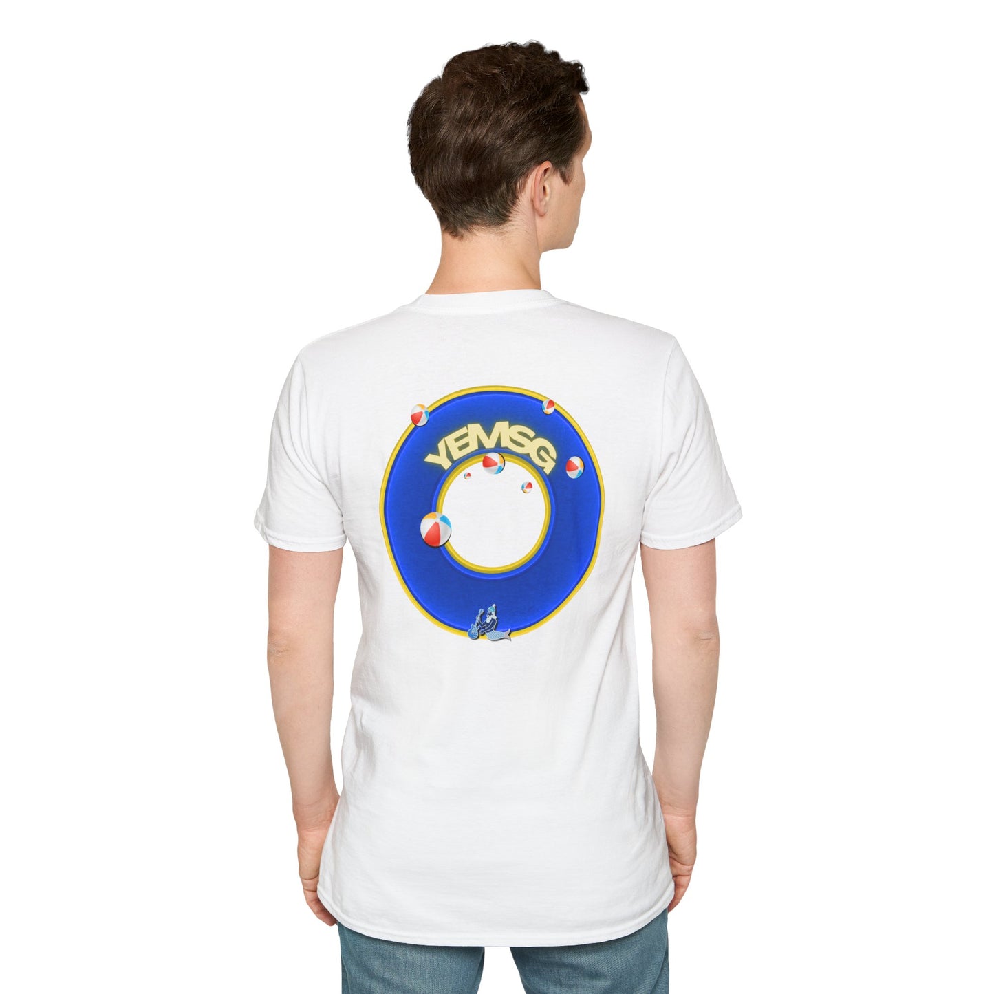 Donut Tee - Unisex Soft-Style - "The Donut's Secret Ingredient? MSG" - vivid blue/yellow donut - variant 2