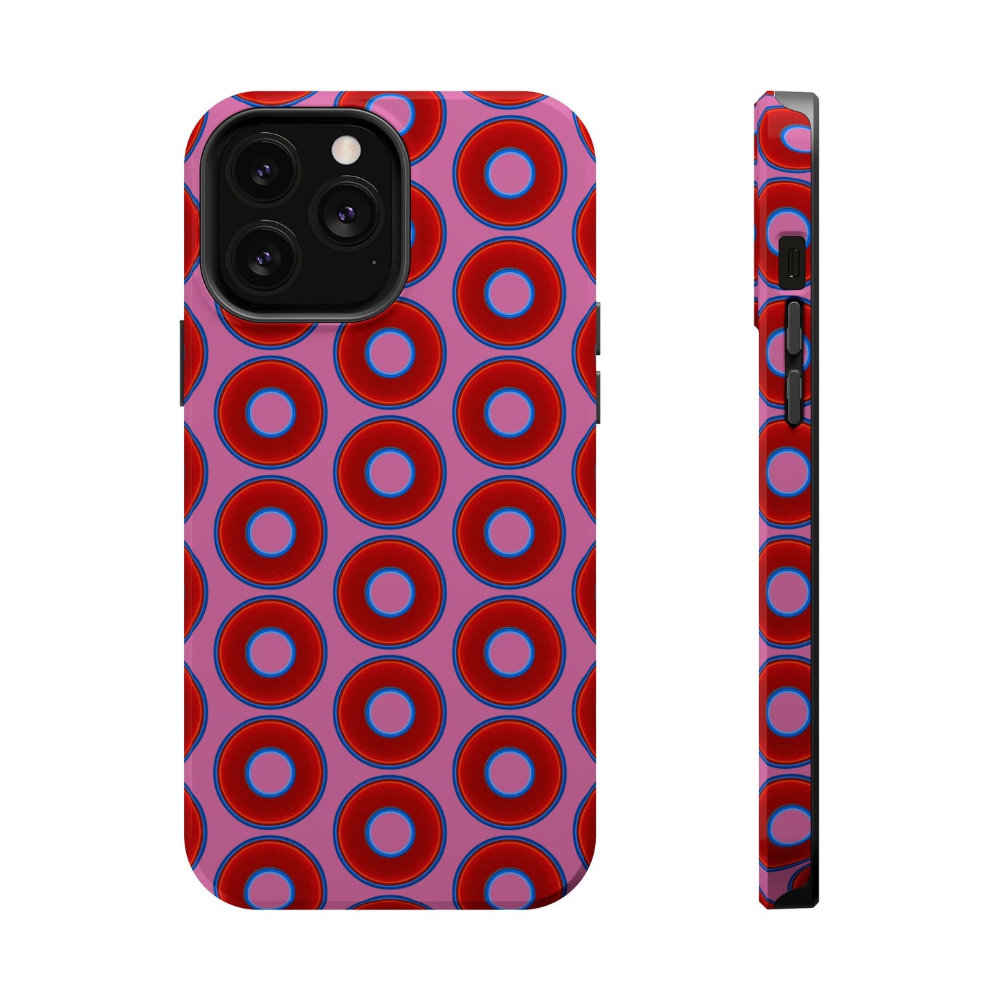 Magnetic Tough Donut Case - red vivid donut print w/pink background