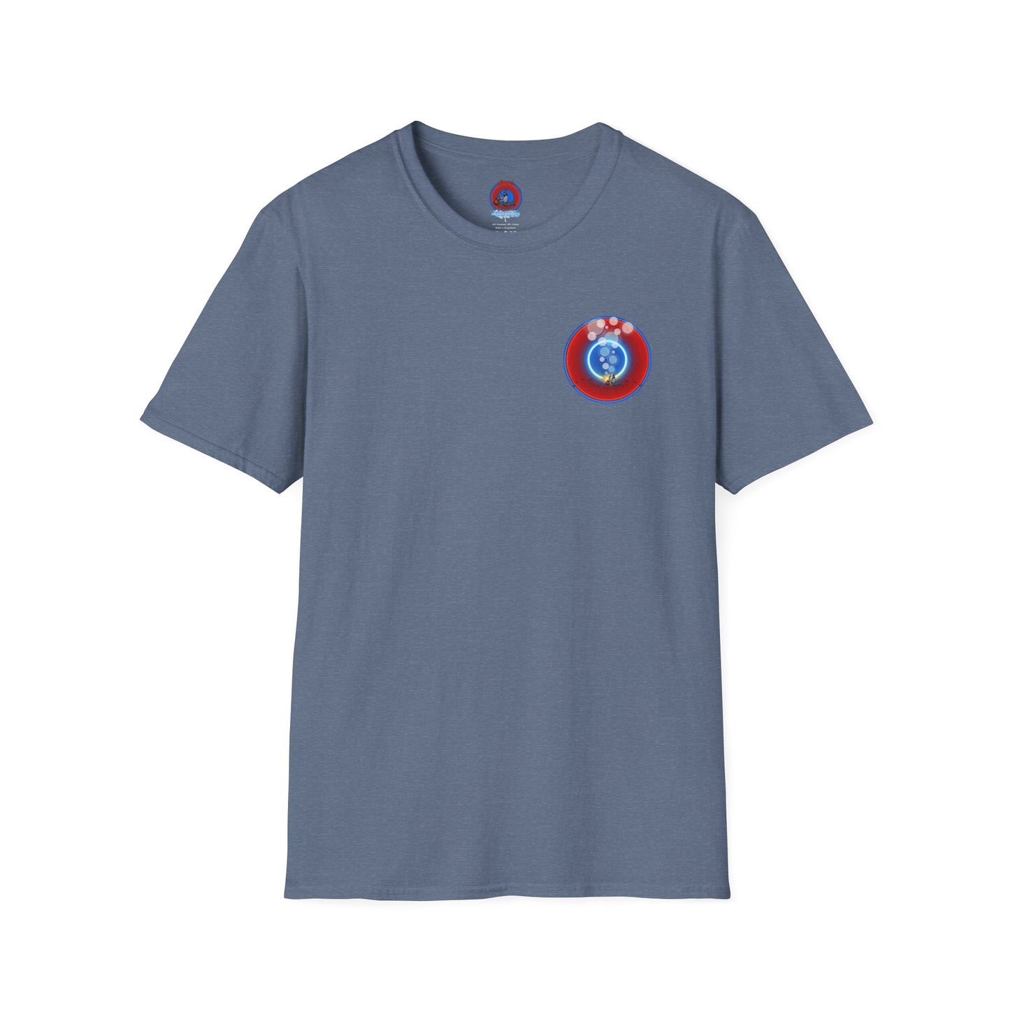 Classic Donut Tee - Unisex Soft-Style - "Bubbler's Donut Tee" - vivid red/blue donut