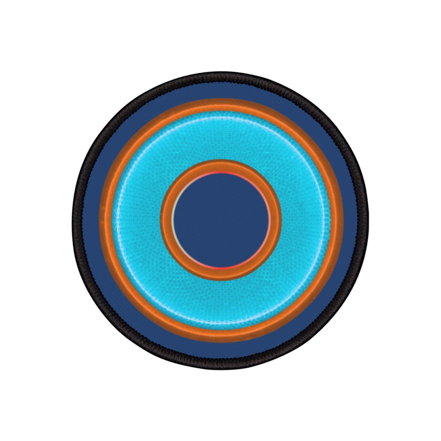 Iron-On Donut Patch - "Plain Rustic Donut" - light blue/orange rustic donut