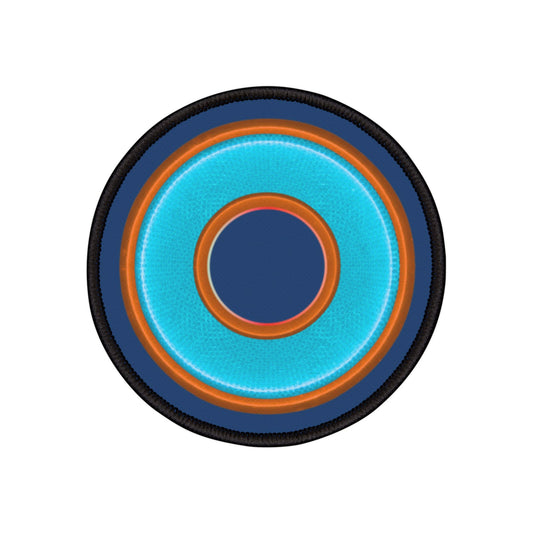 Iron-On Donut Patch - "Plain Rustic Donut" - light blue/orange rustic donut