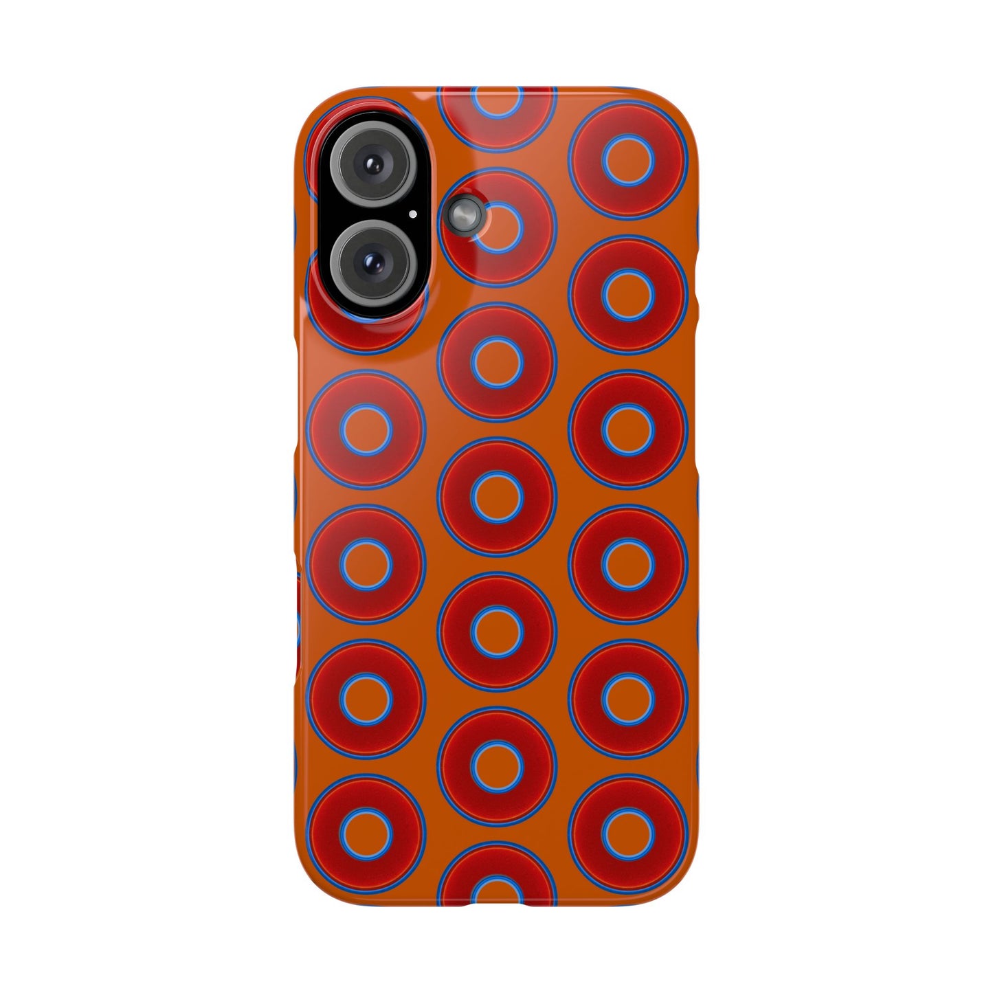 Lumpy Donut Snap Case - red vivid donut print w/dark orange background