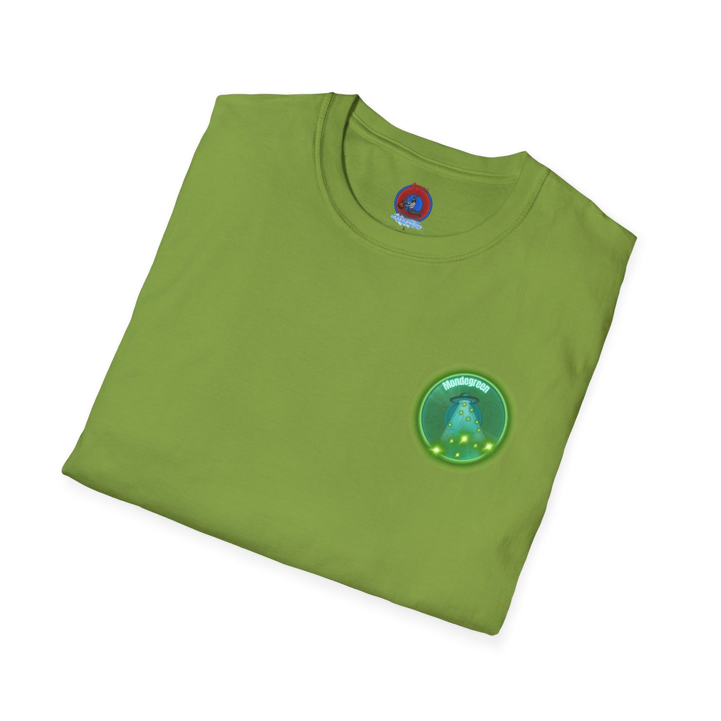 Classic Donut Tee - Unisex Soft-Style - "Close Encounters of the Delaware kind - Mondegreen Donut"  " variant 1 - green donut