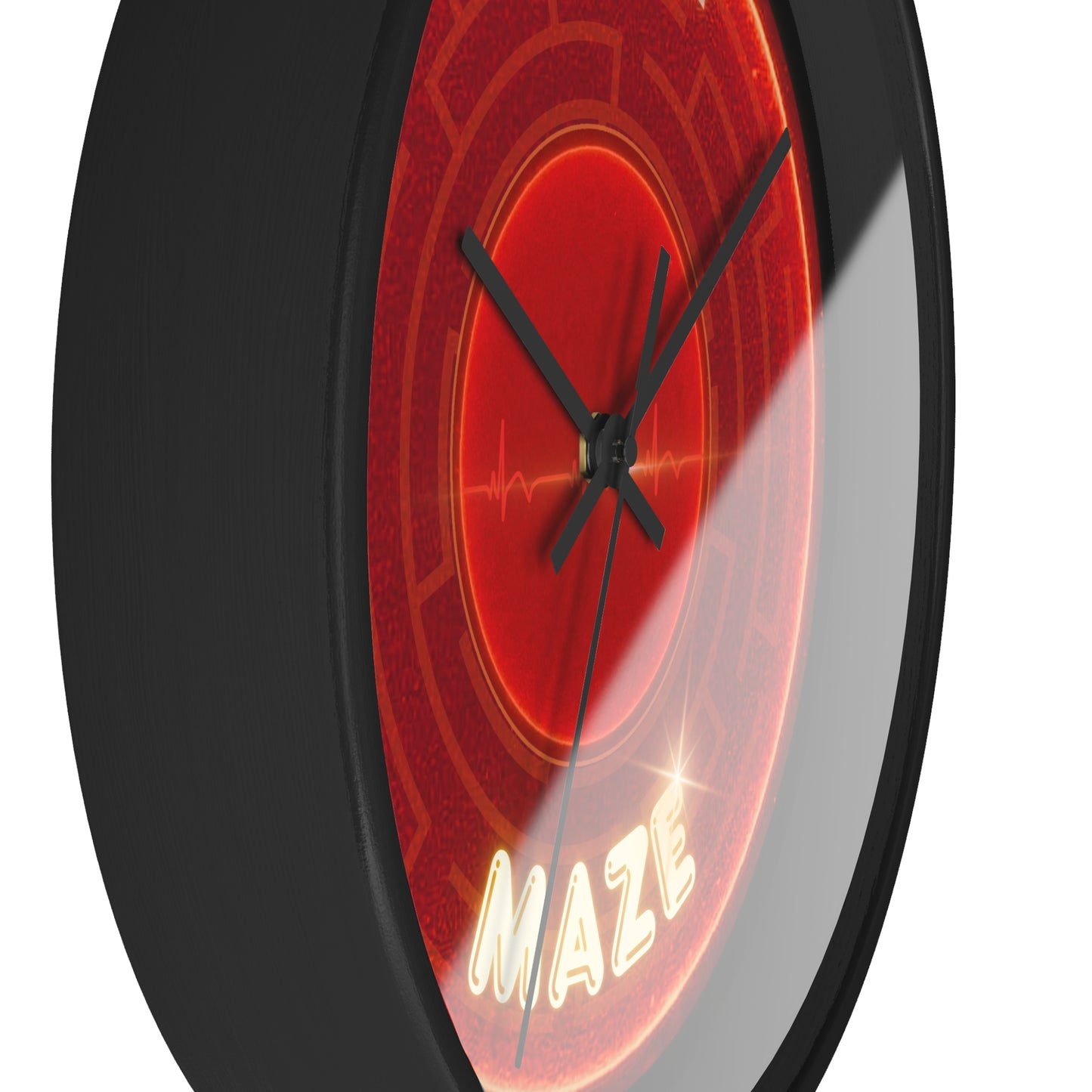 Lumpy Wall Clock - "The Amazing Donut Clock" - variant 1 - red vivid donut w/black background