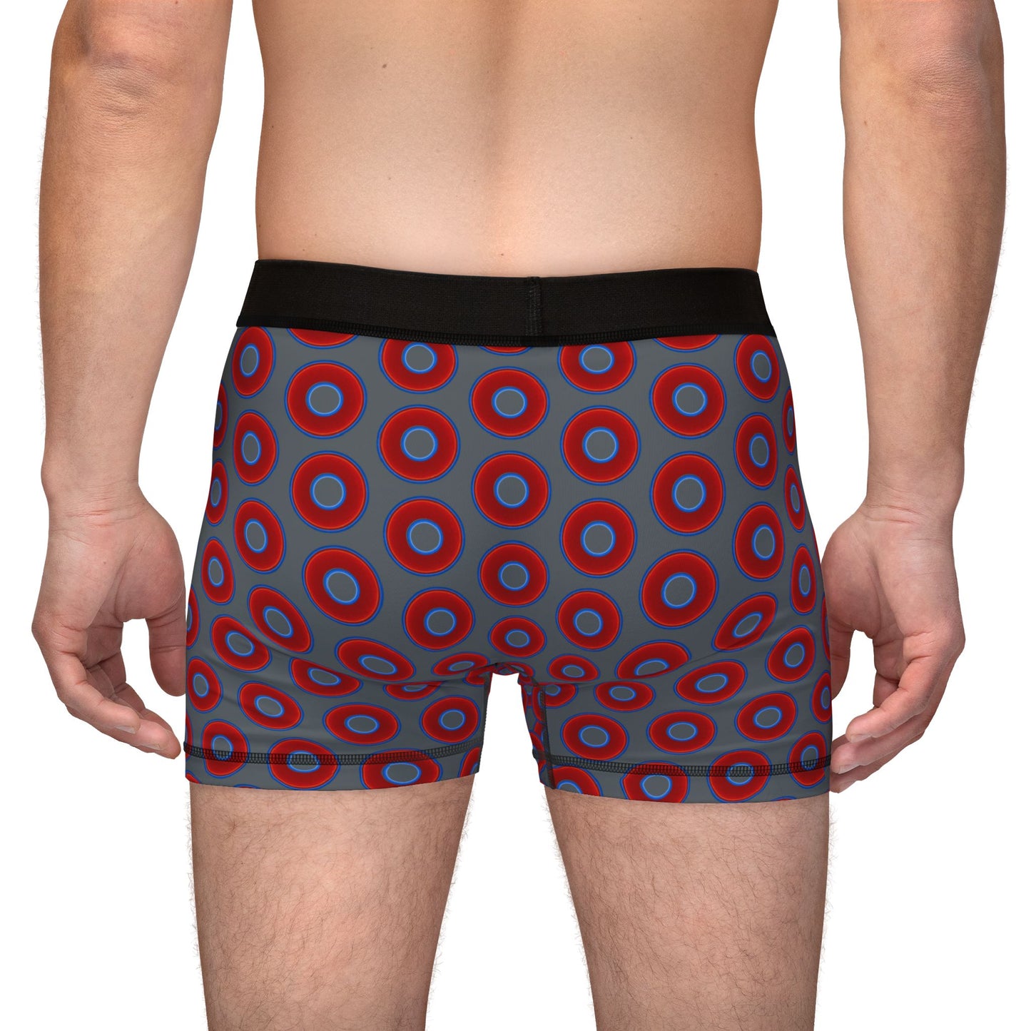 Men's Donut Boxers - red vivid donuts w/dark gray background