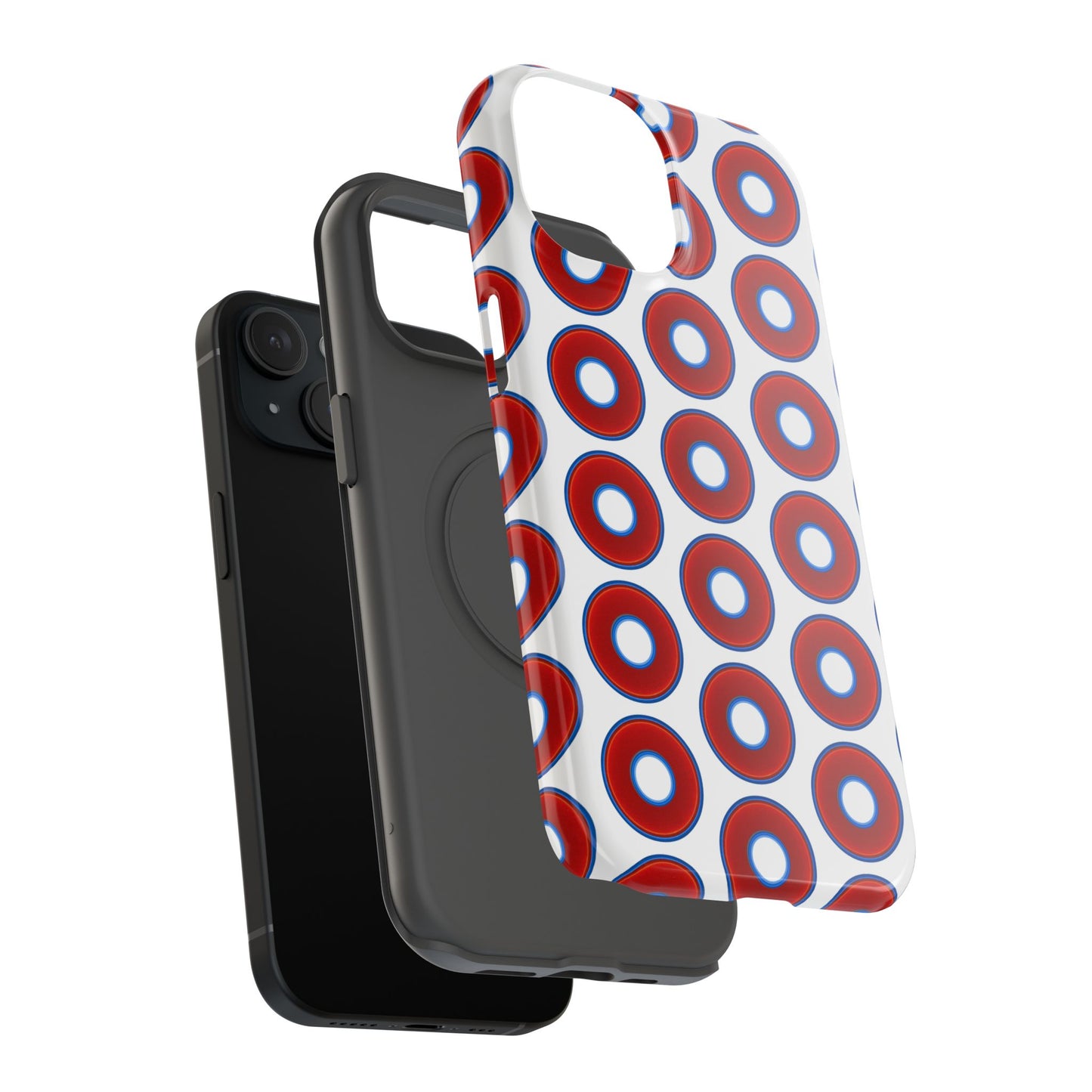 Impact-Resistant Lumpy Donut Case - red vivid donut print w/white background