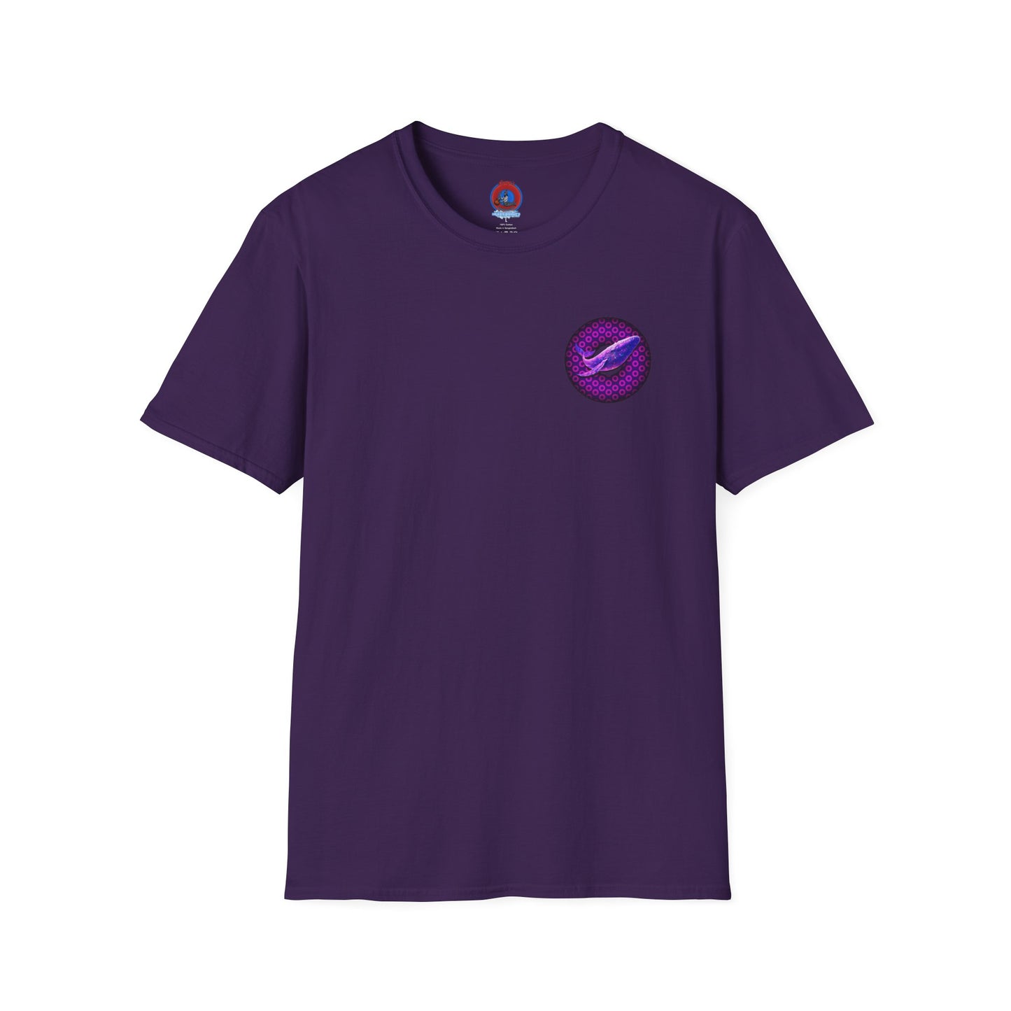 Classic Donut Tee - Unisex Soft-Style - "A Purple Humpback Whale of a Good Time" - variant 1 - purple paradoxical donut