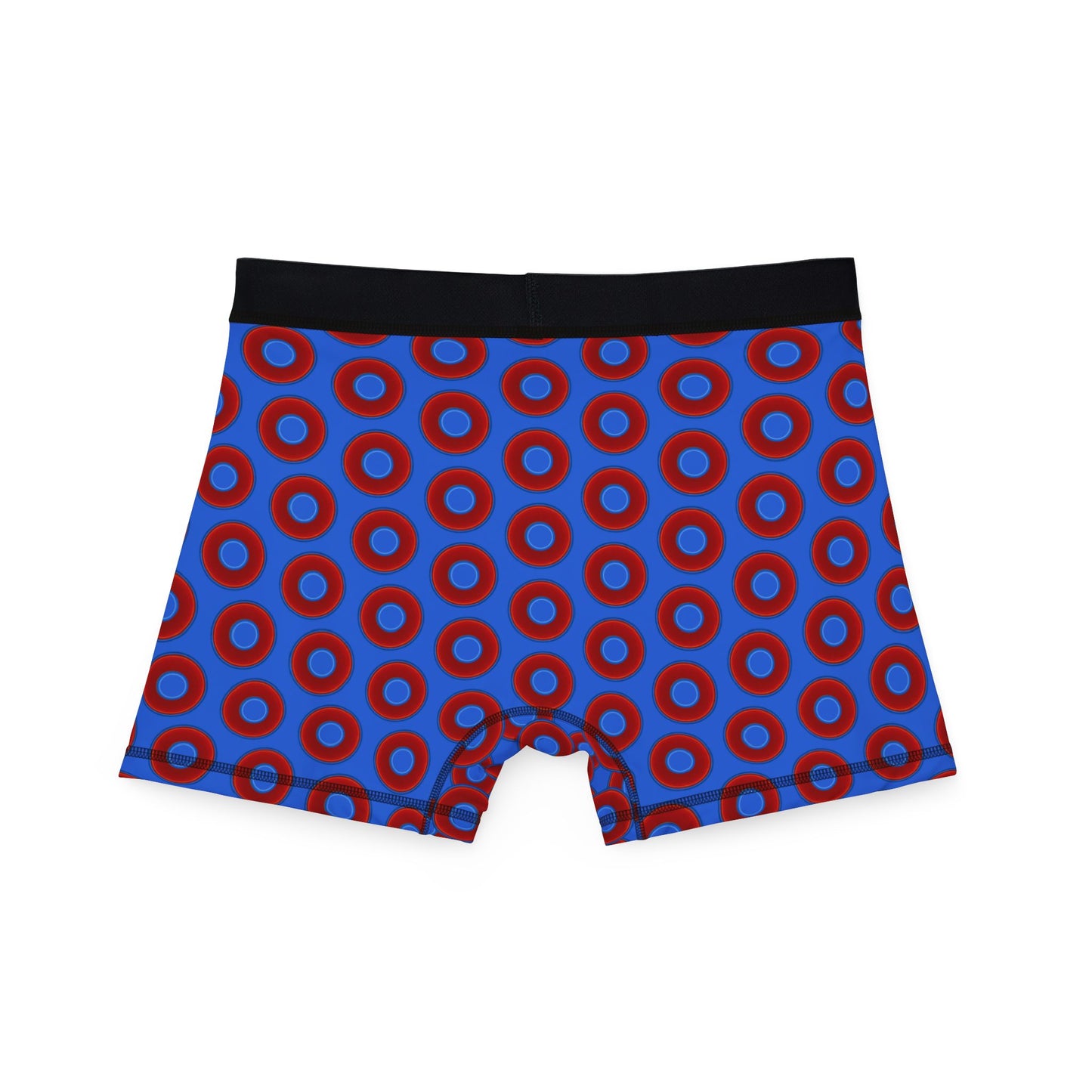 Men's Donut Boxers - red vivid donuts w/medium royal blue background