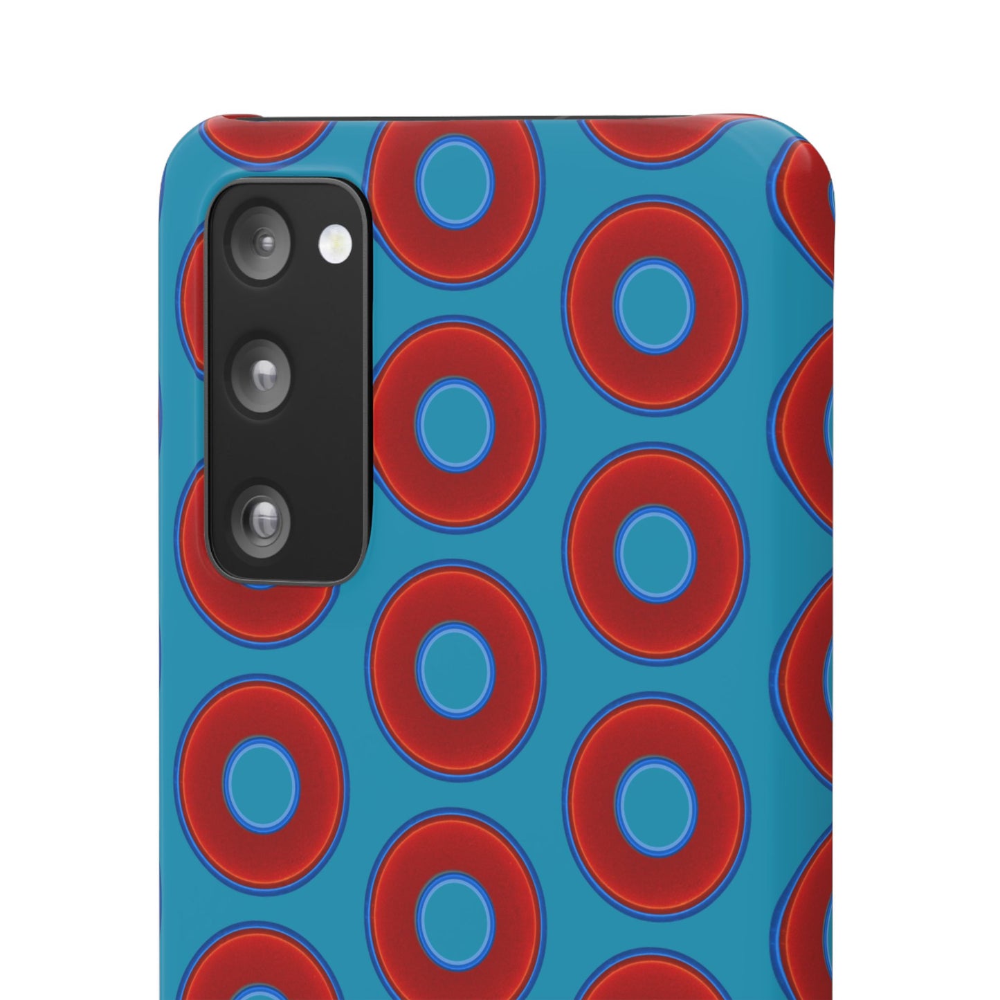 Lumpy Donut Snap Case - red vivid donut print w/aquamarine blue background