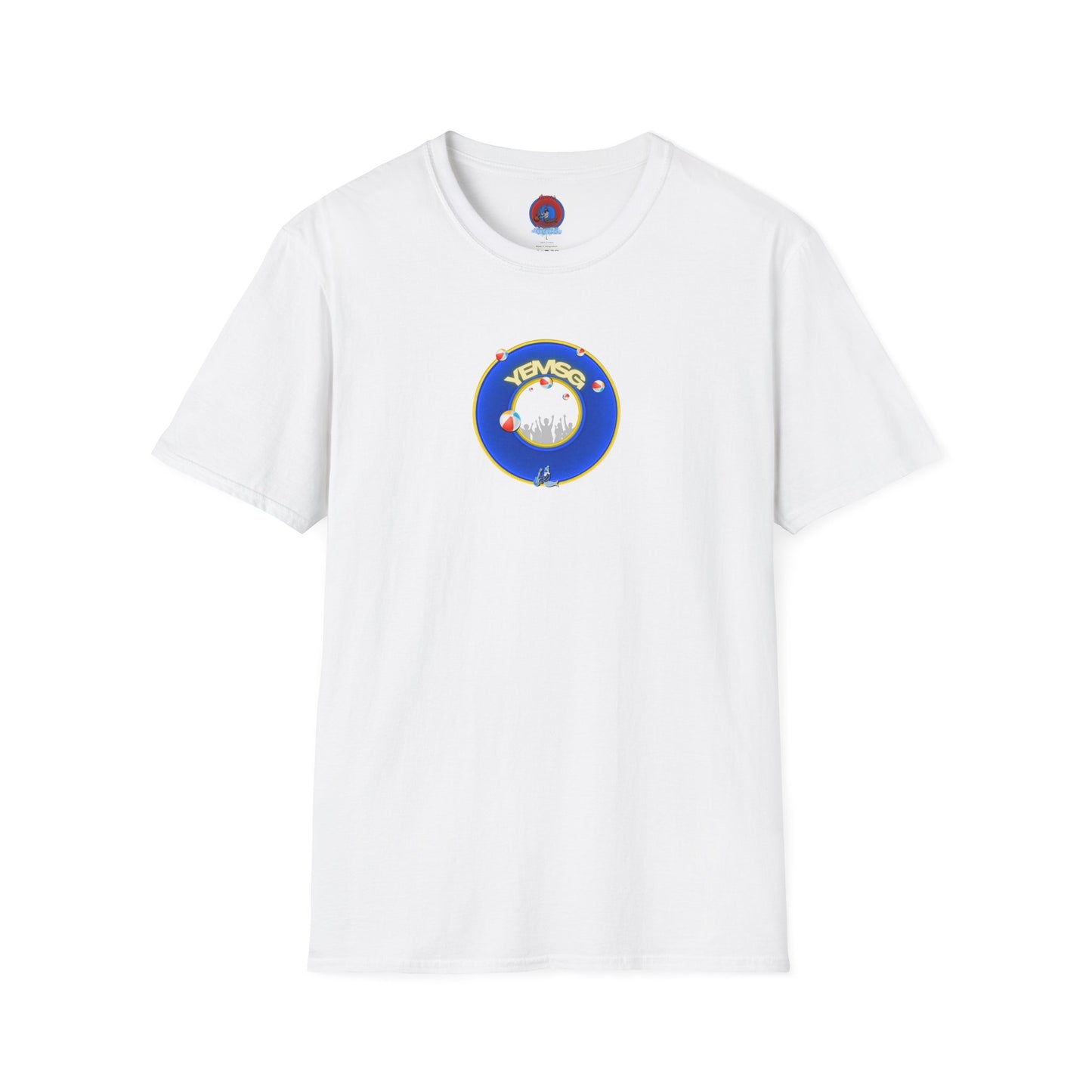 Donut Tee - Unisex Soft-Style - "The Donut's Secret Ingredient? MSG" - vivid blue/yellow donut - variant 2
